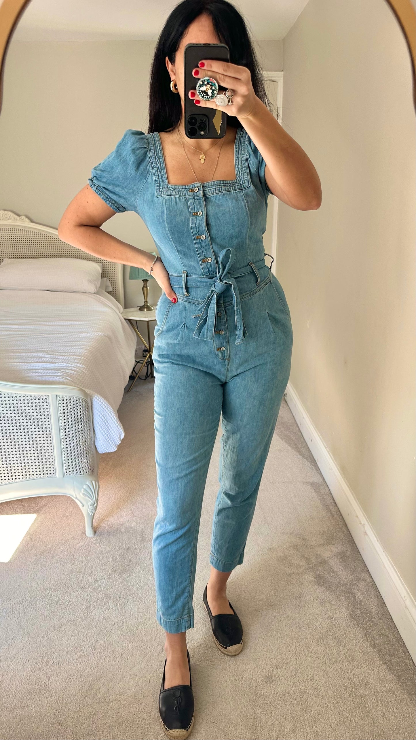 Pilcro @ Anthropologie denim jumpsuit boiler suit jeans trousersuit small UK 8 vgc