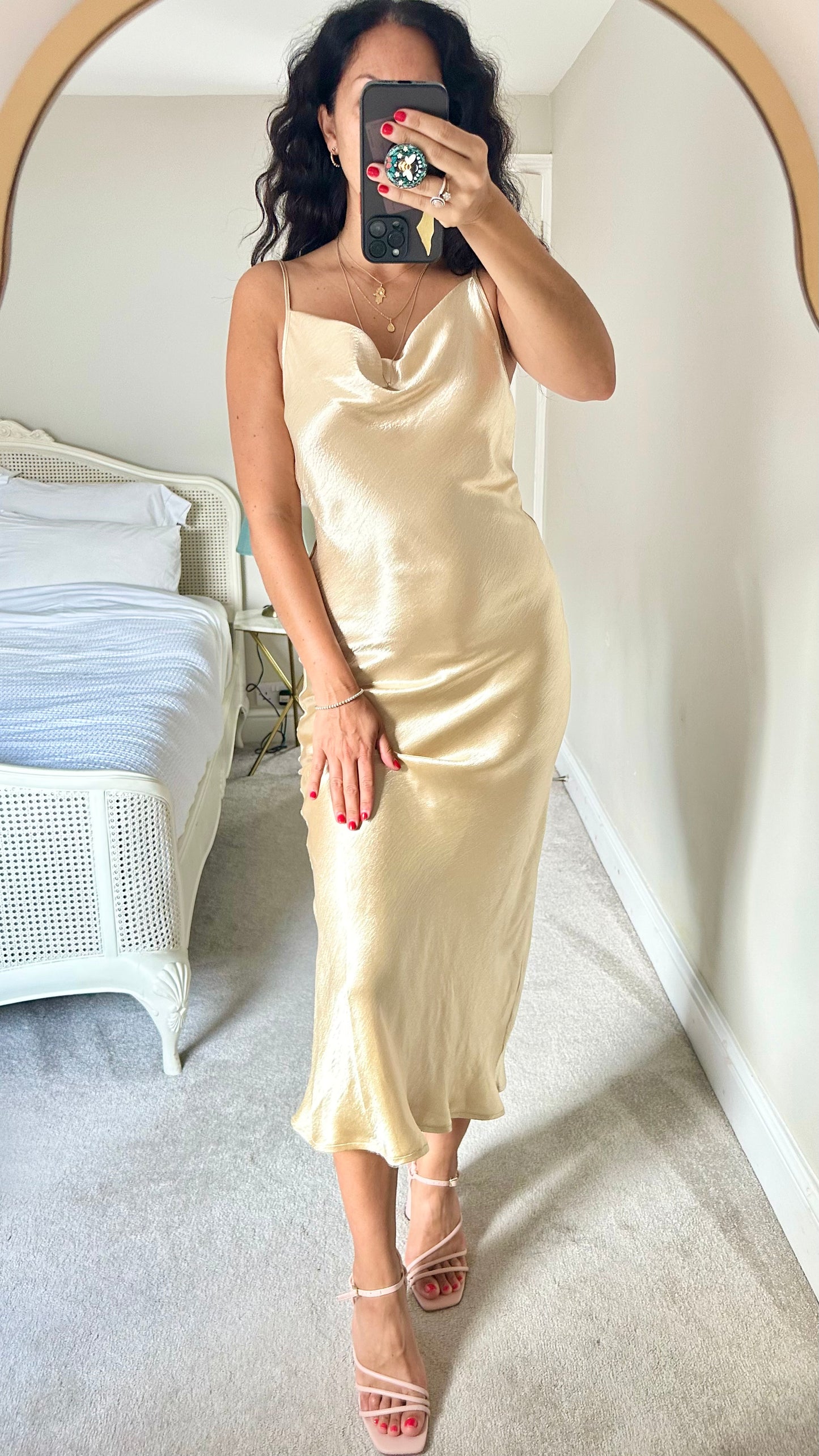Rat & Boa gold beige long midi black tie event wedding guest dress large UK 10 12 new bnwt