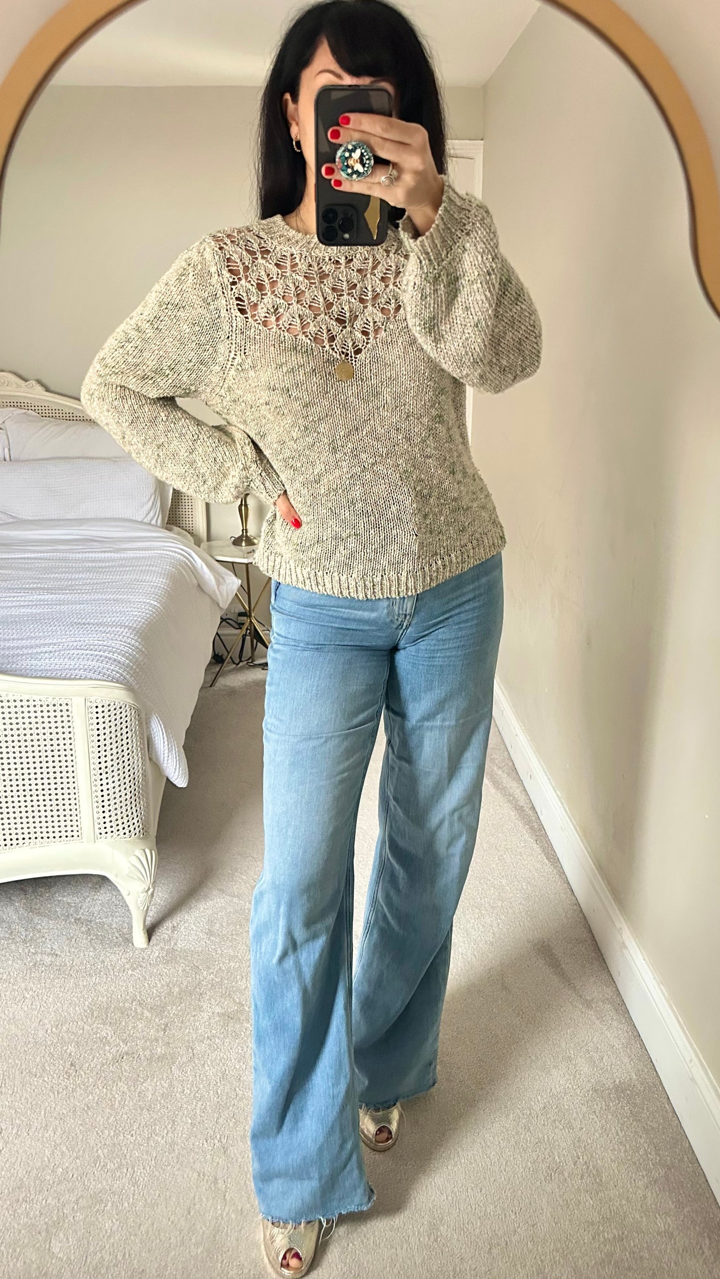 Sezane light green chunky knitted jumper small UK 8 vgc