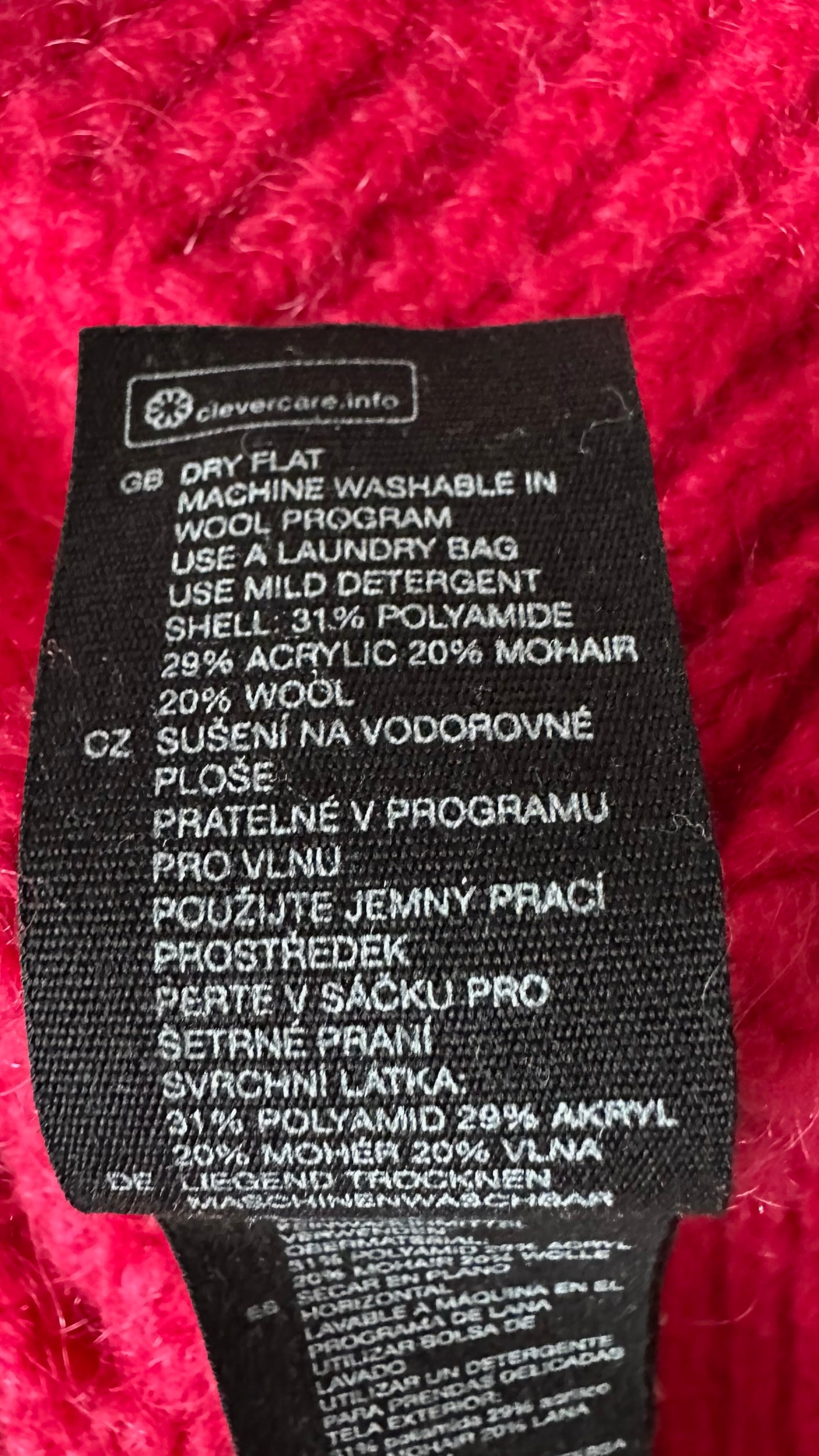 &Other stories fuchsia pink mohair blend scoop back neckline knitted jumper medium M UK 10 W25