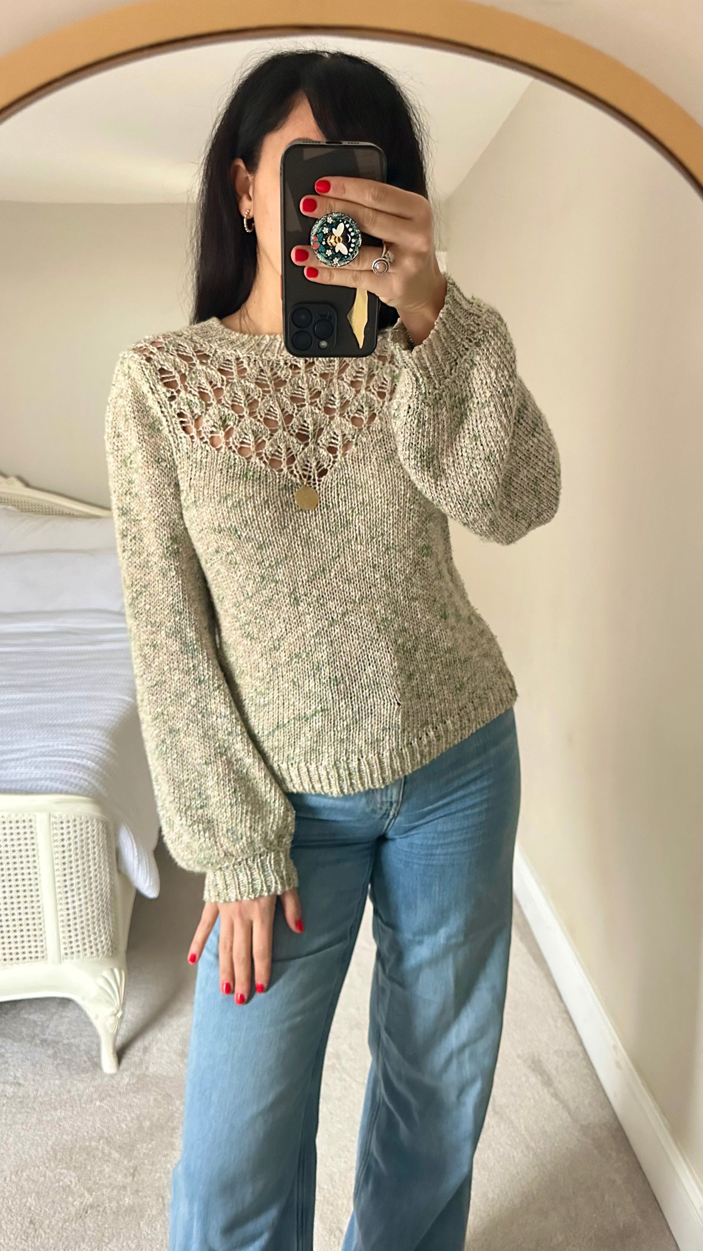 Sezane light green chunky knitted jumper small UK 8 vgc