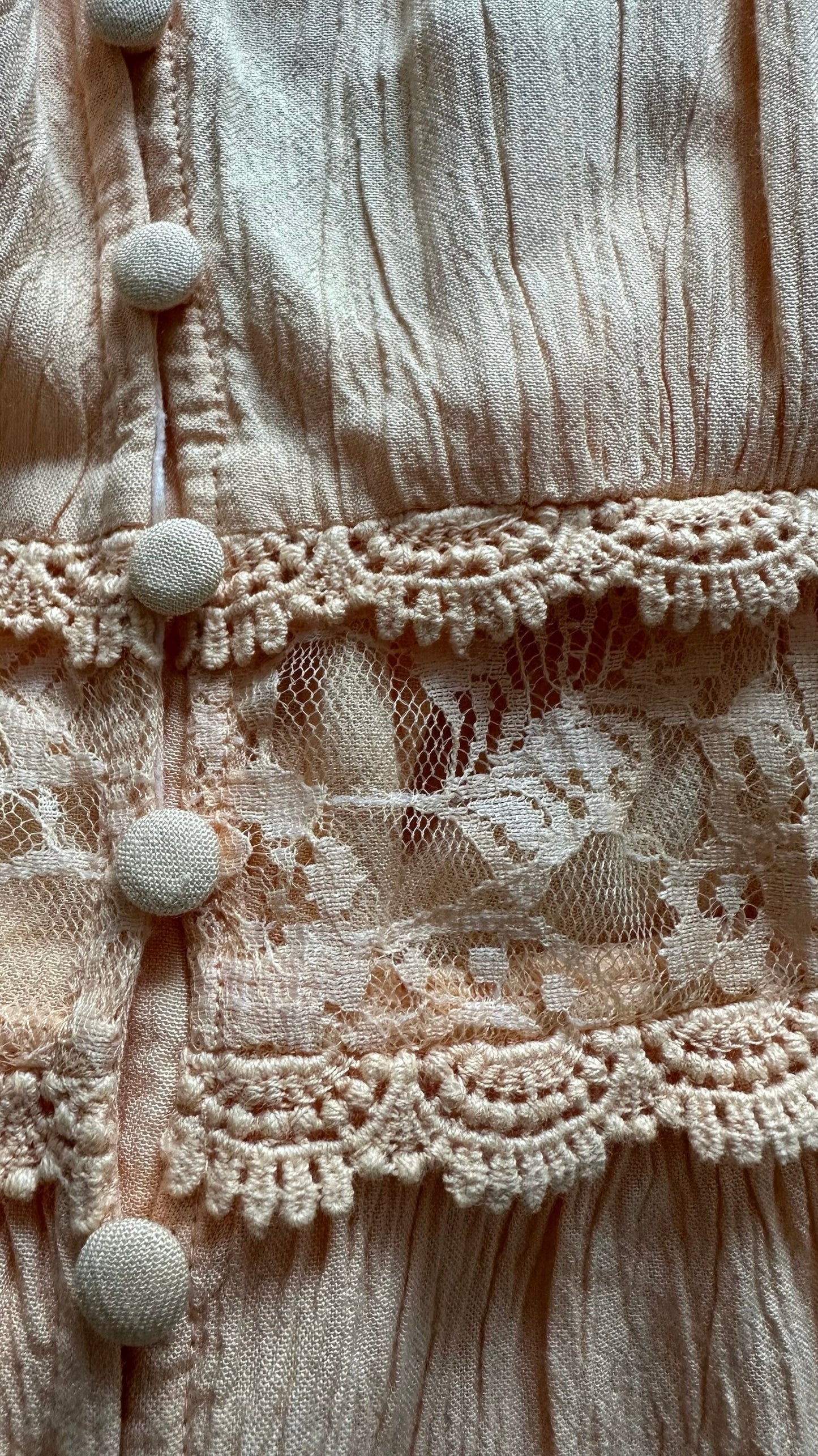 Y.A.S peach button up lace maxi dress holiday extra large XL UK 14 vgc