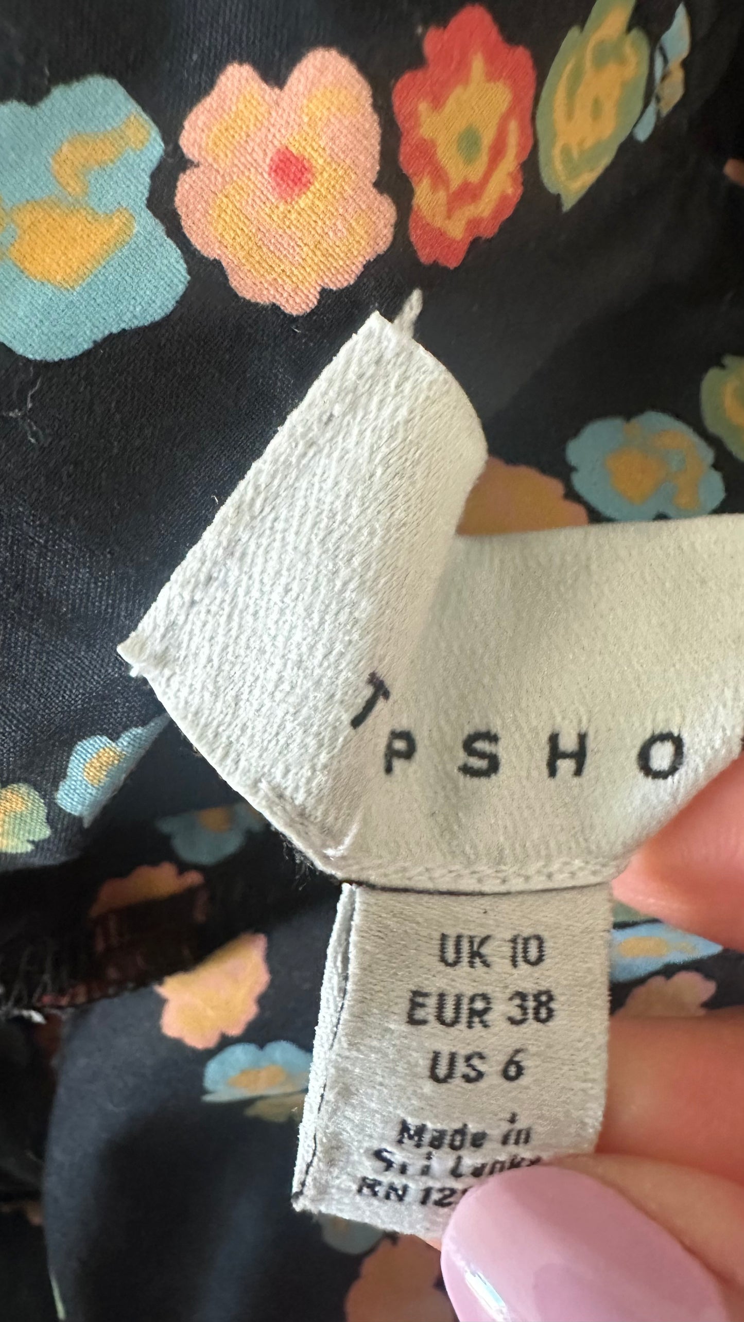 Topshop black orange diagonal floral backless midi tiered dress medium UK 10 vgc