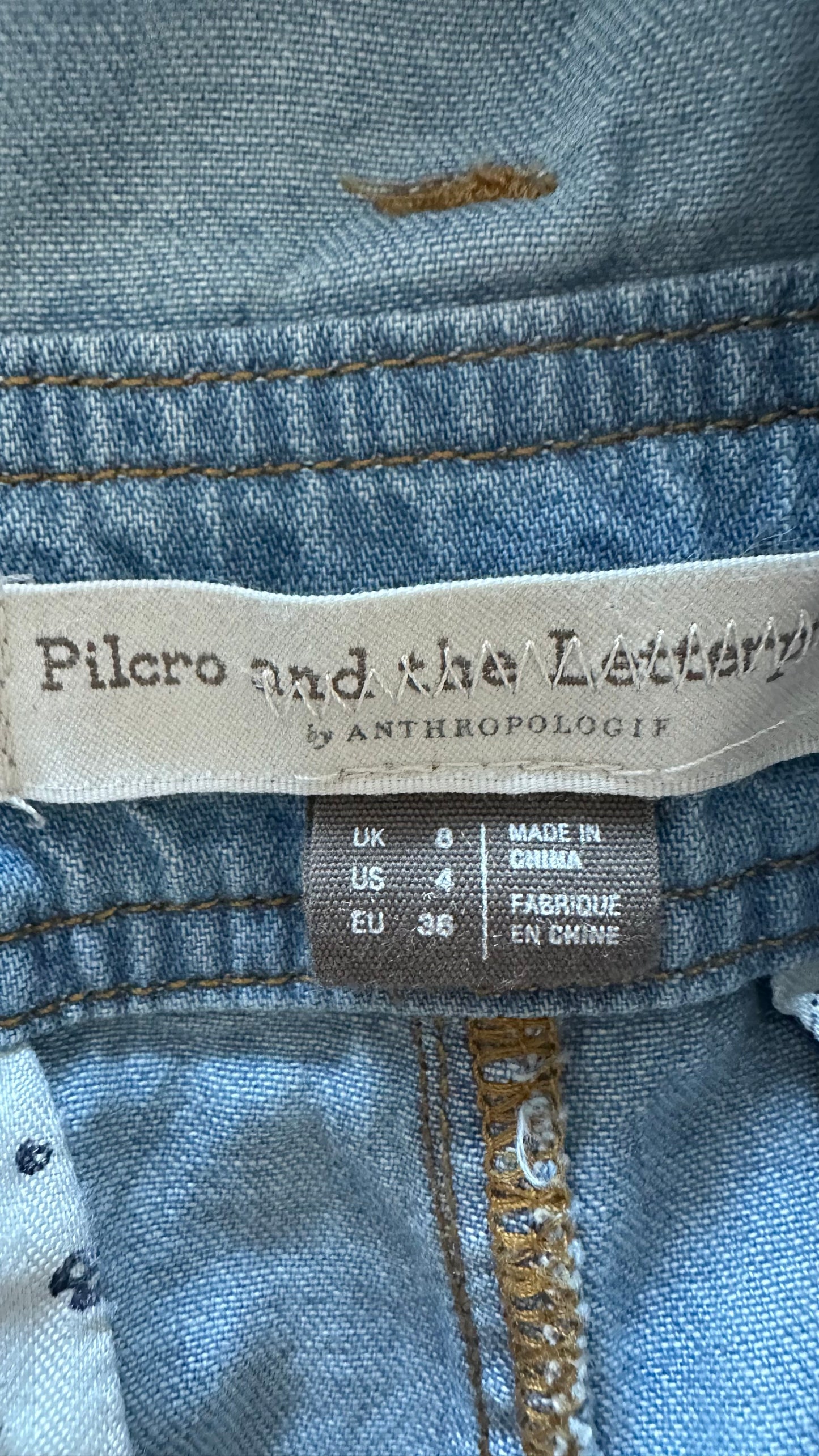 Pilcro @ Anthropologie denim jumpsuit boiler suit jeans trousersuit small UK 8 vgc