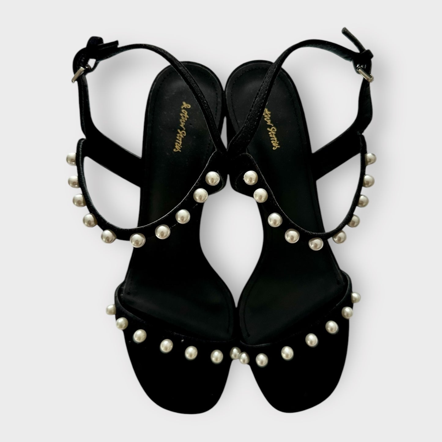 & other stories black pearl studded block heel sandal shoes UK 5 EU 38 new party