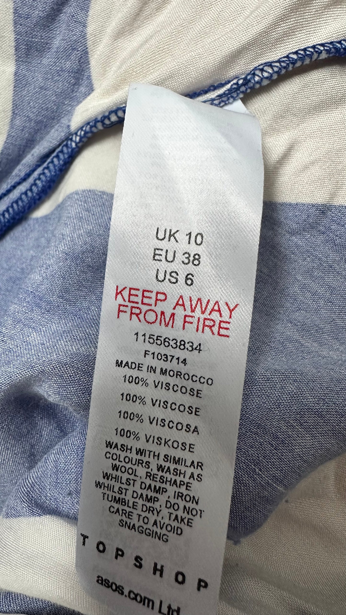Topshop blue white smidge backless maxi long tall dress small UK 10 holiday vgc