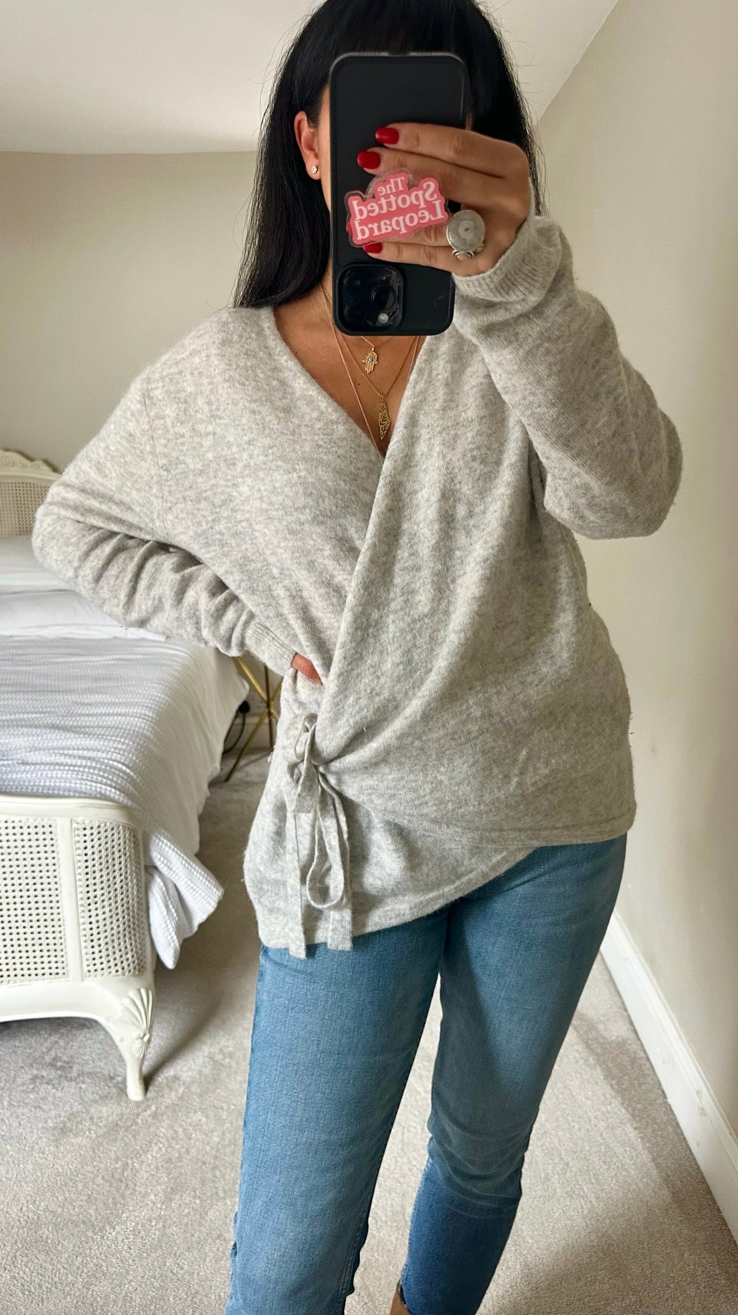 Cos grey marl alpaca wool blend wrap cardigan extra large UK 14 vgc