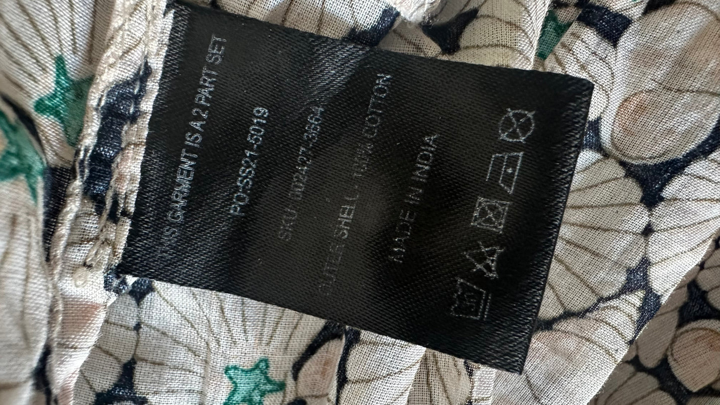 Hush shell seaside print maxi long cotton dress tiered extra small UK 6-8 vgc