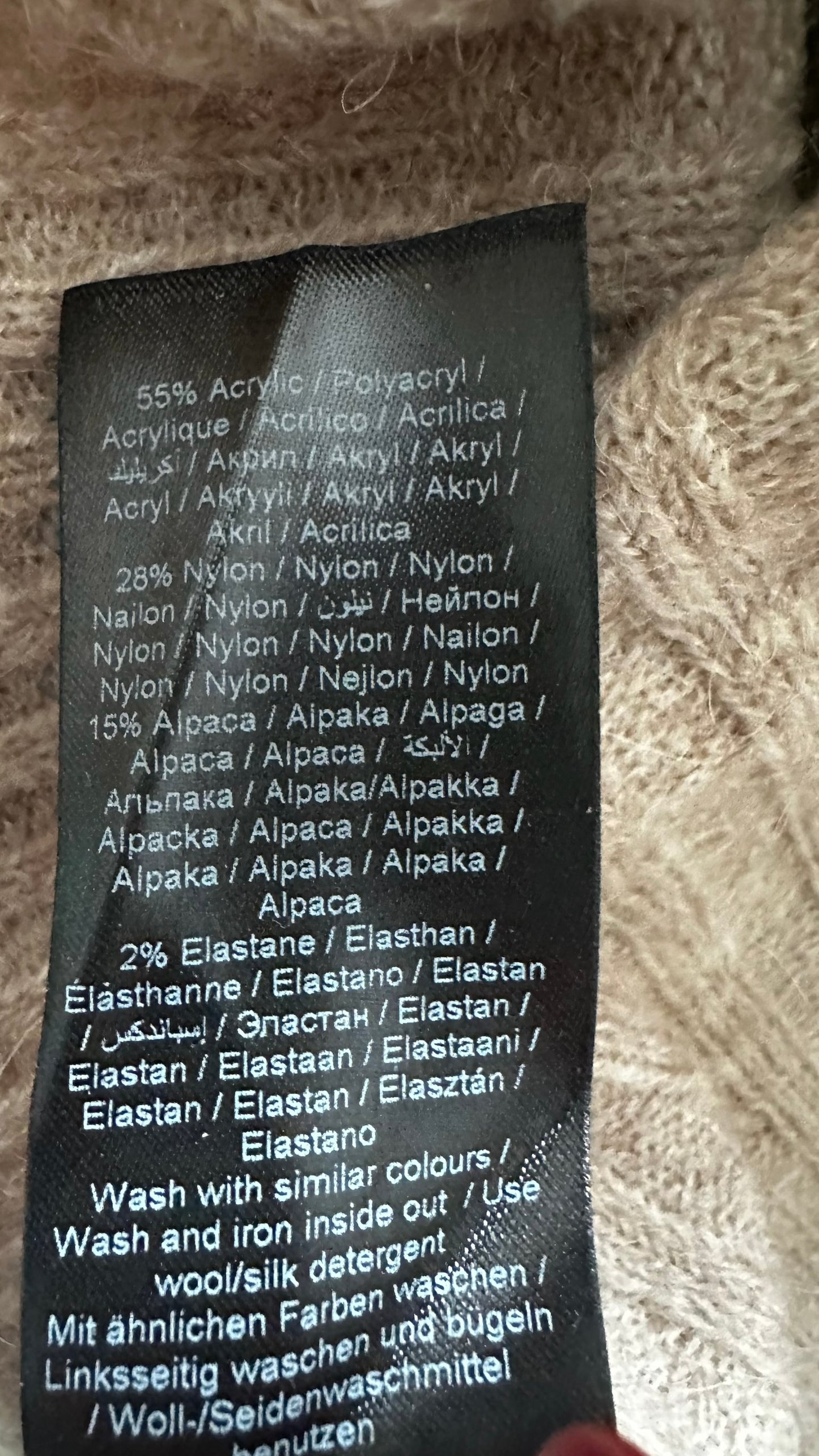 Ichi pink green cream colour block alpaca blend knitted jumper UK 10 vgc XMS25