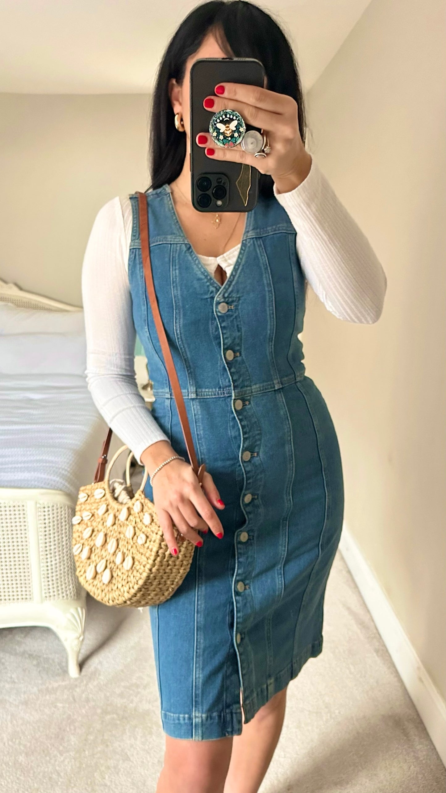 Selected Femme @Anthropologie blue denim button up mini dress Small S UK 6-8 NWT