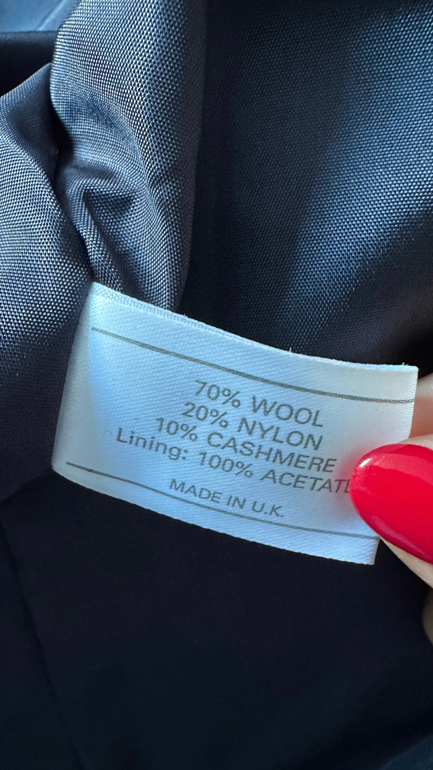 Richard vintage navy blue cashmere wool blend longline maxi coat extra large XL UK 14 excellent used condition
