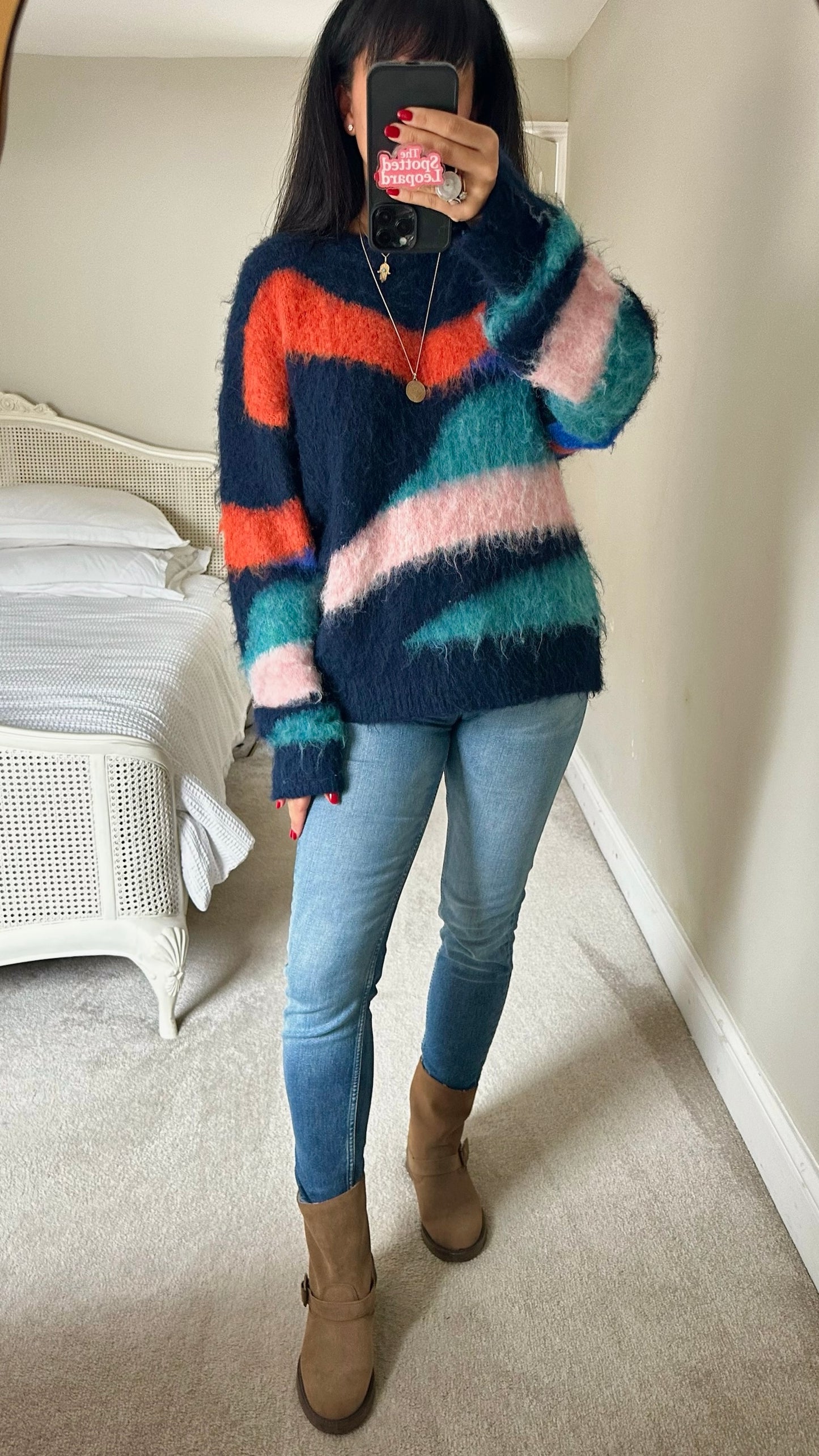 Zara navy blue wool blend oversized knitted jumper medium UK 10-12 vgc