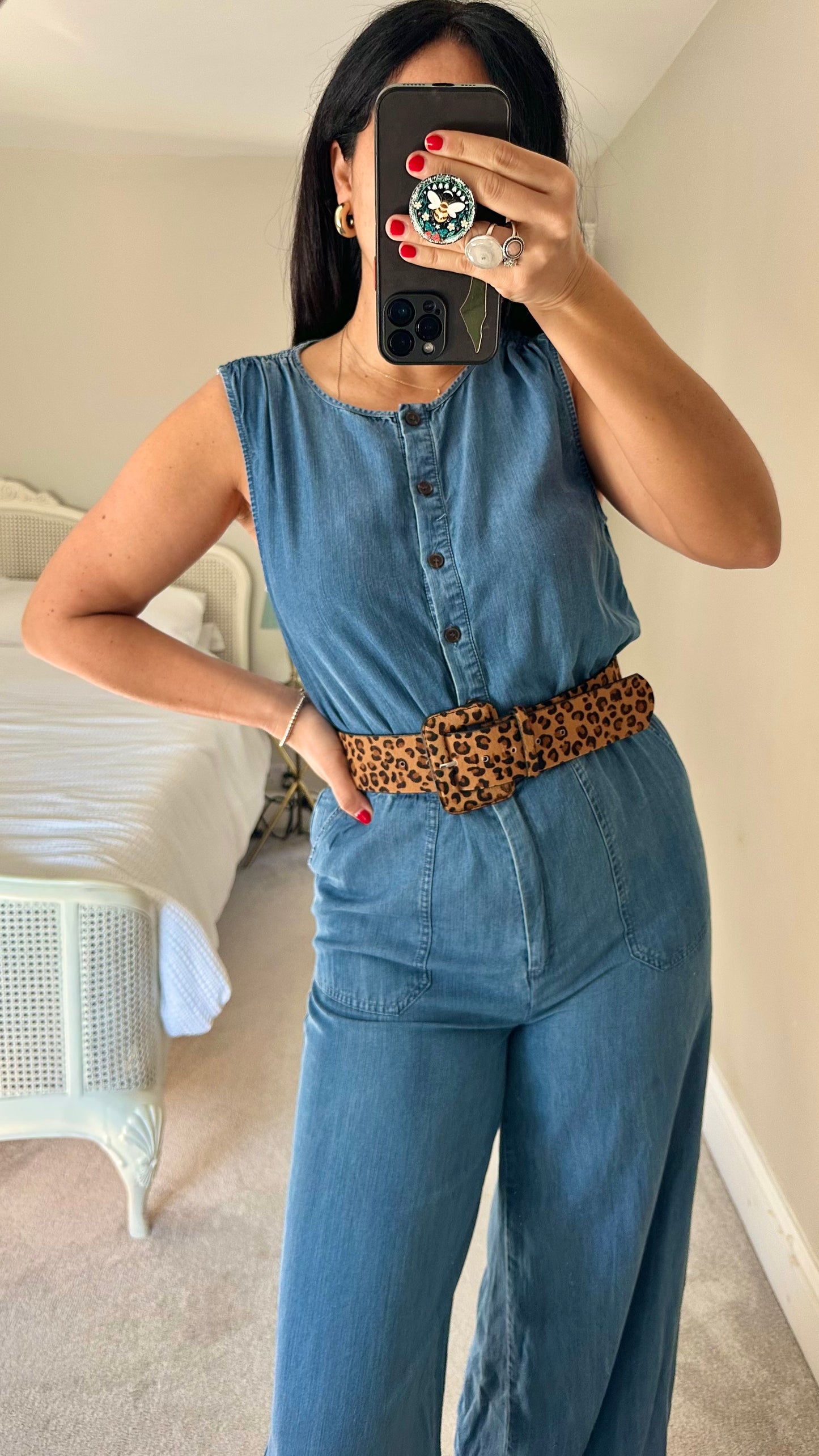 Oliver Bonas denim jeans jumpsuit boiler suit small UK 8 vgc