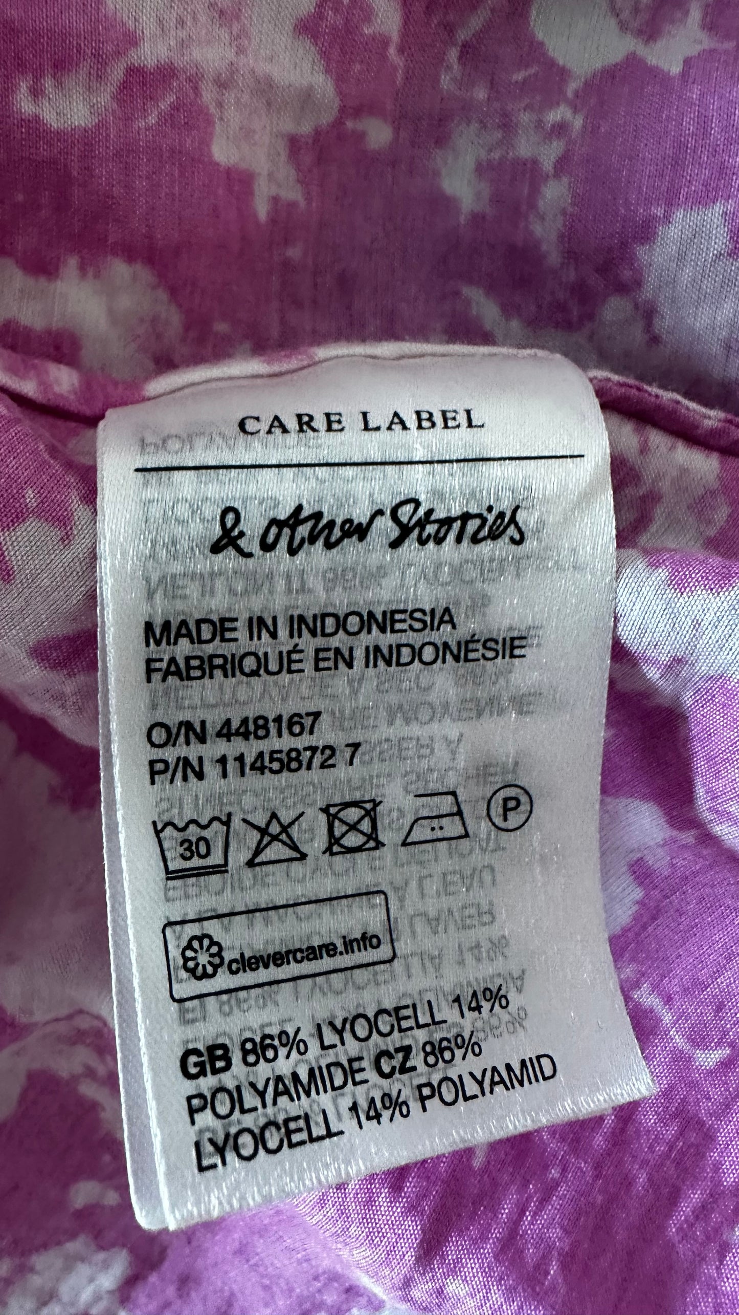 & other stories pink white cloud splatter print maxi long dress medium UK 12-14 vgc