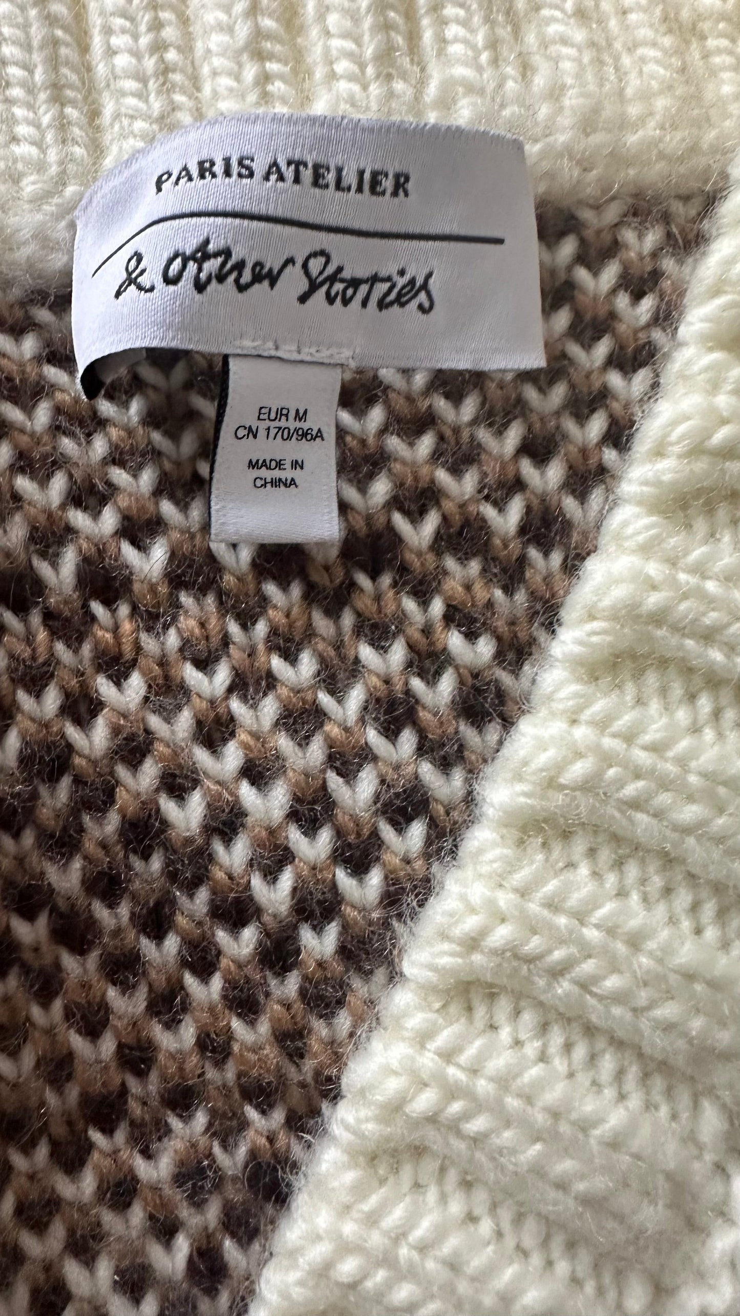 & other stories cream brown fair Isle knitted waistcoat jumper medium UK 10-12 new bnwot