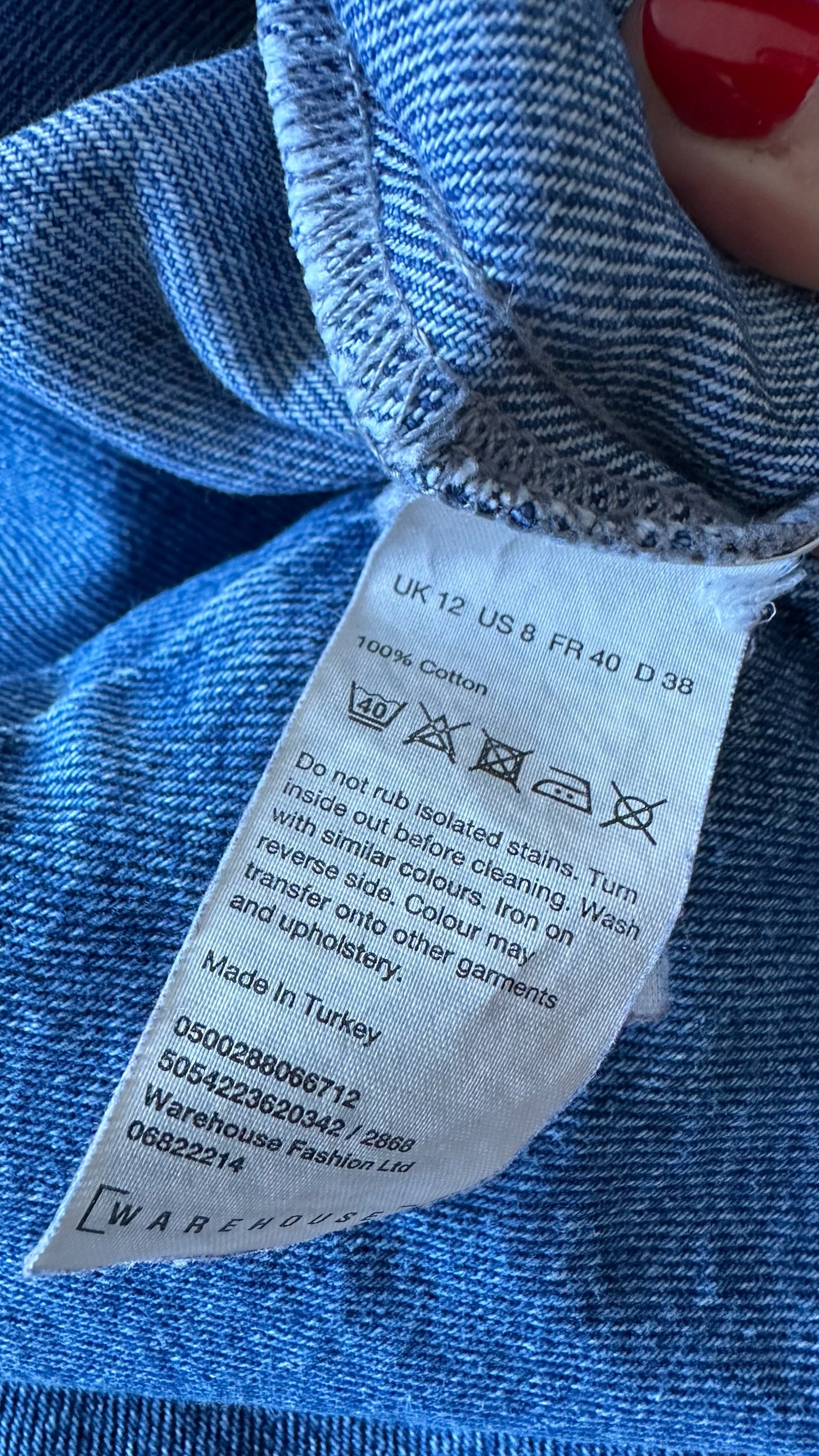 Warehouse patchwork denim casual day dress large UK 12 vgc w25