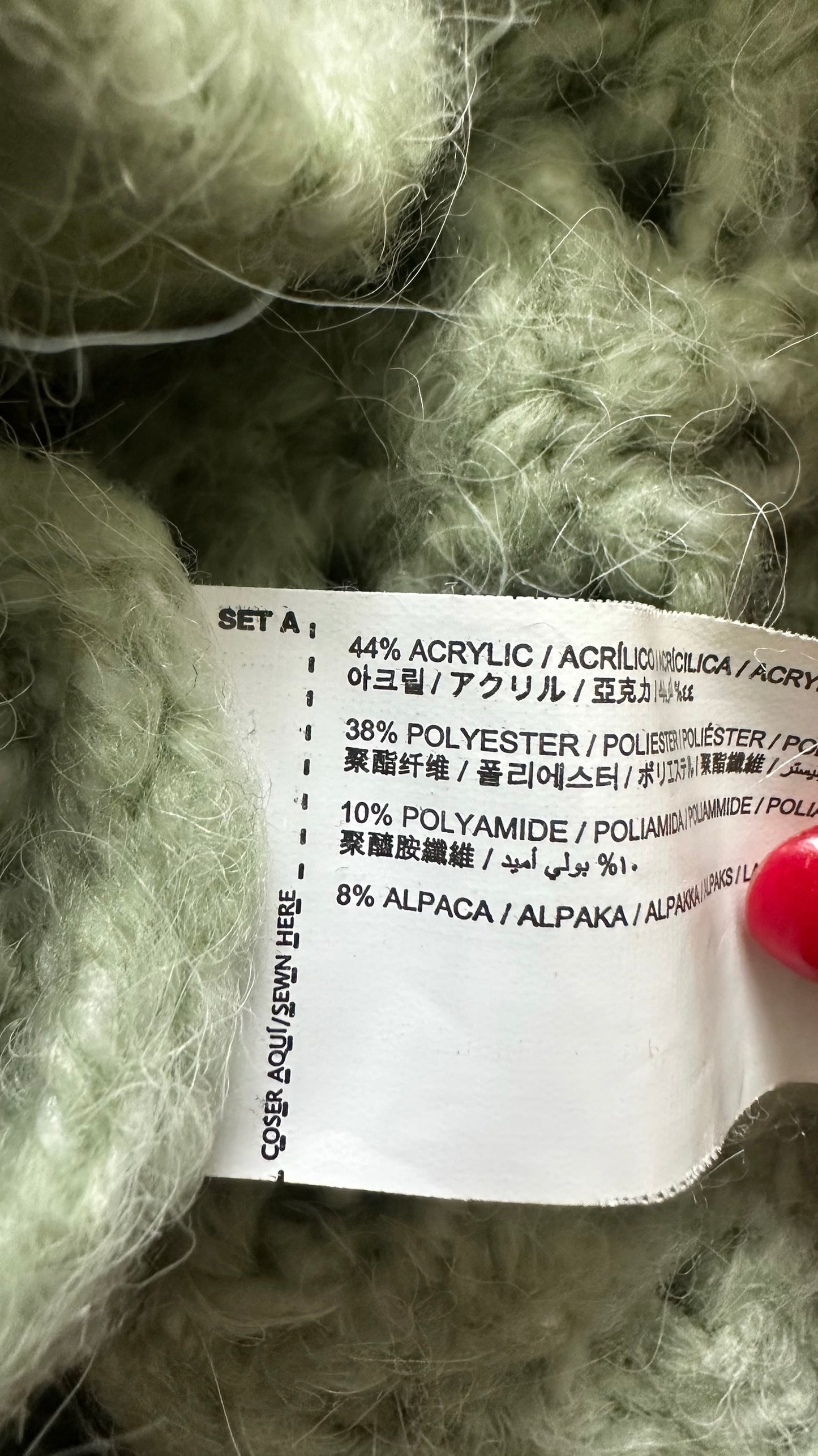 Mango light green bobble knit alpaca wool jumper medium large ML UK 10-12