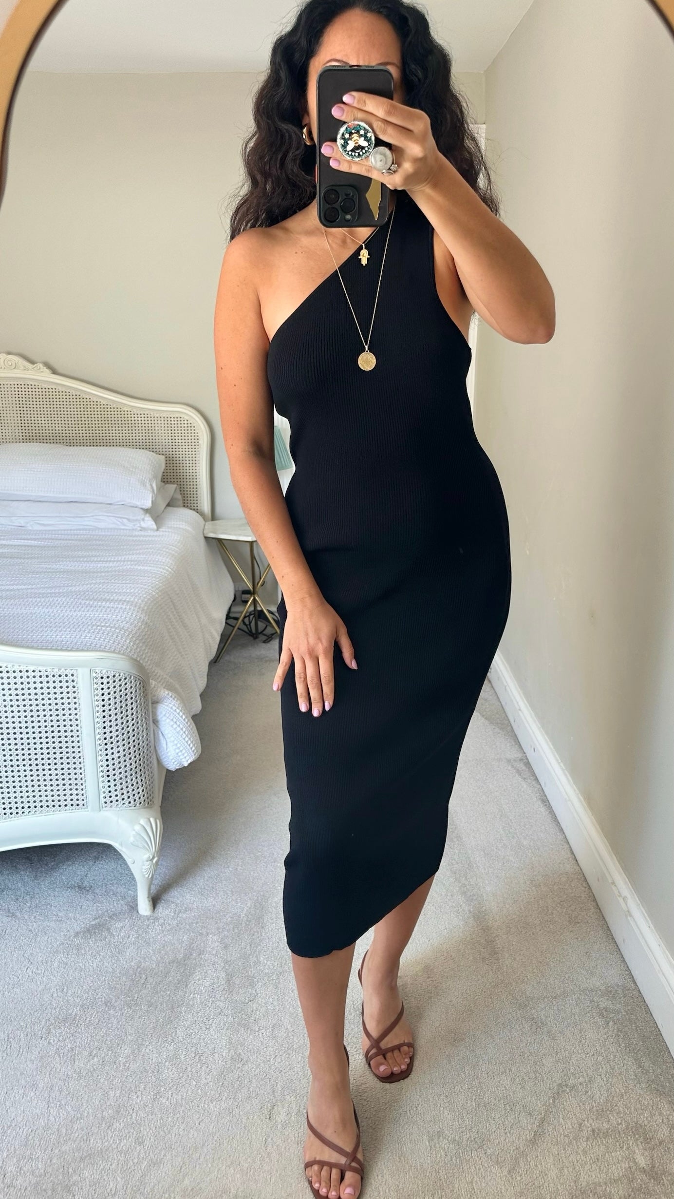 Zara black one shoulder midi dress event extra large XL UK 14 new condition
