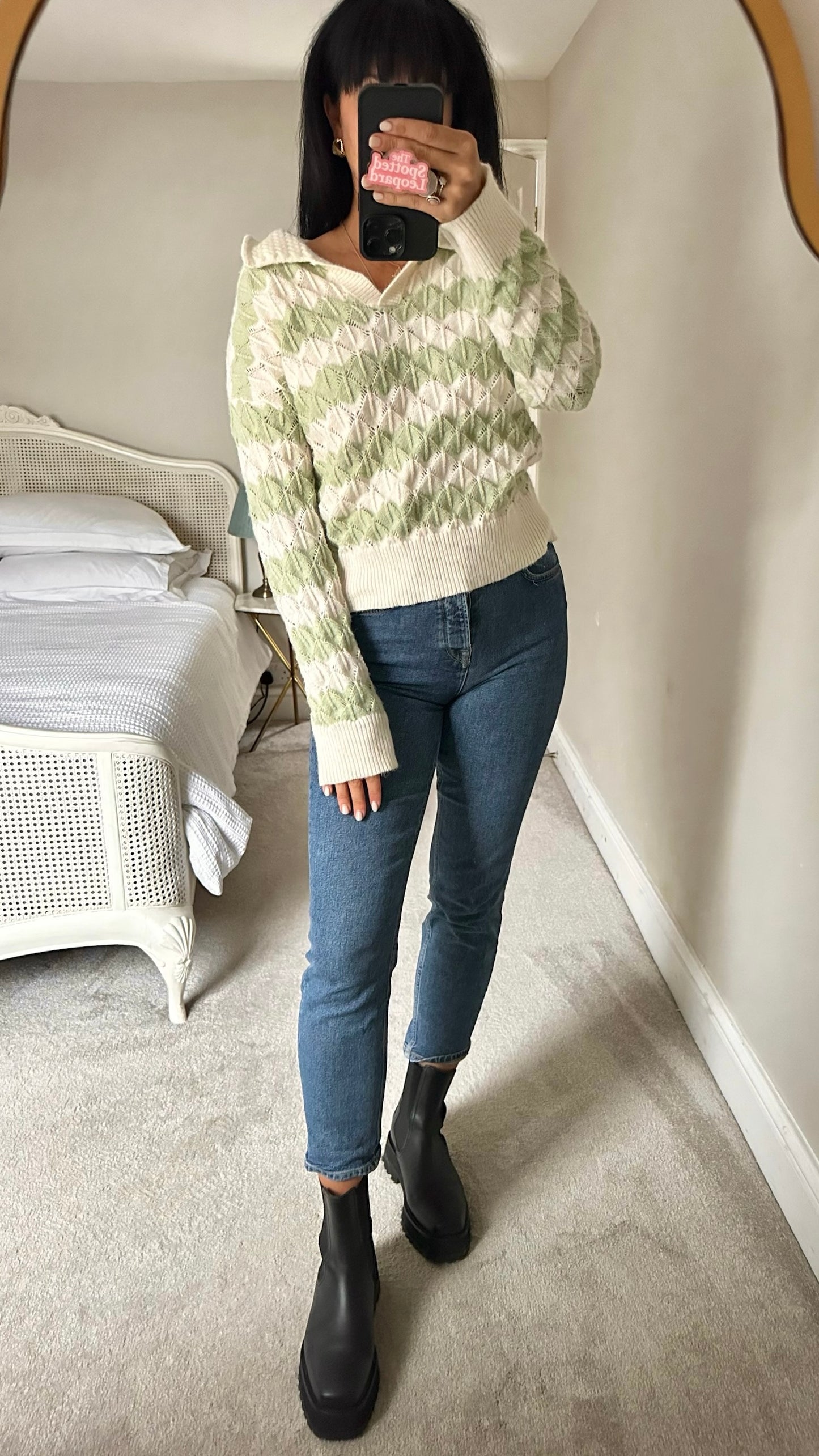 Oasis cream mint green knitted jumper medium M UK 10 excellent used condition