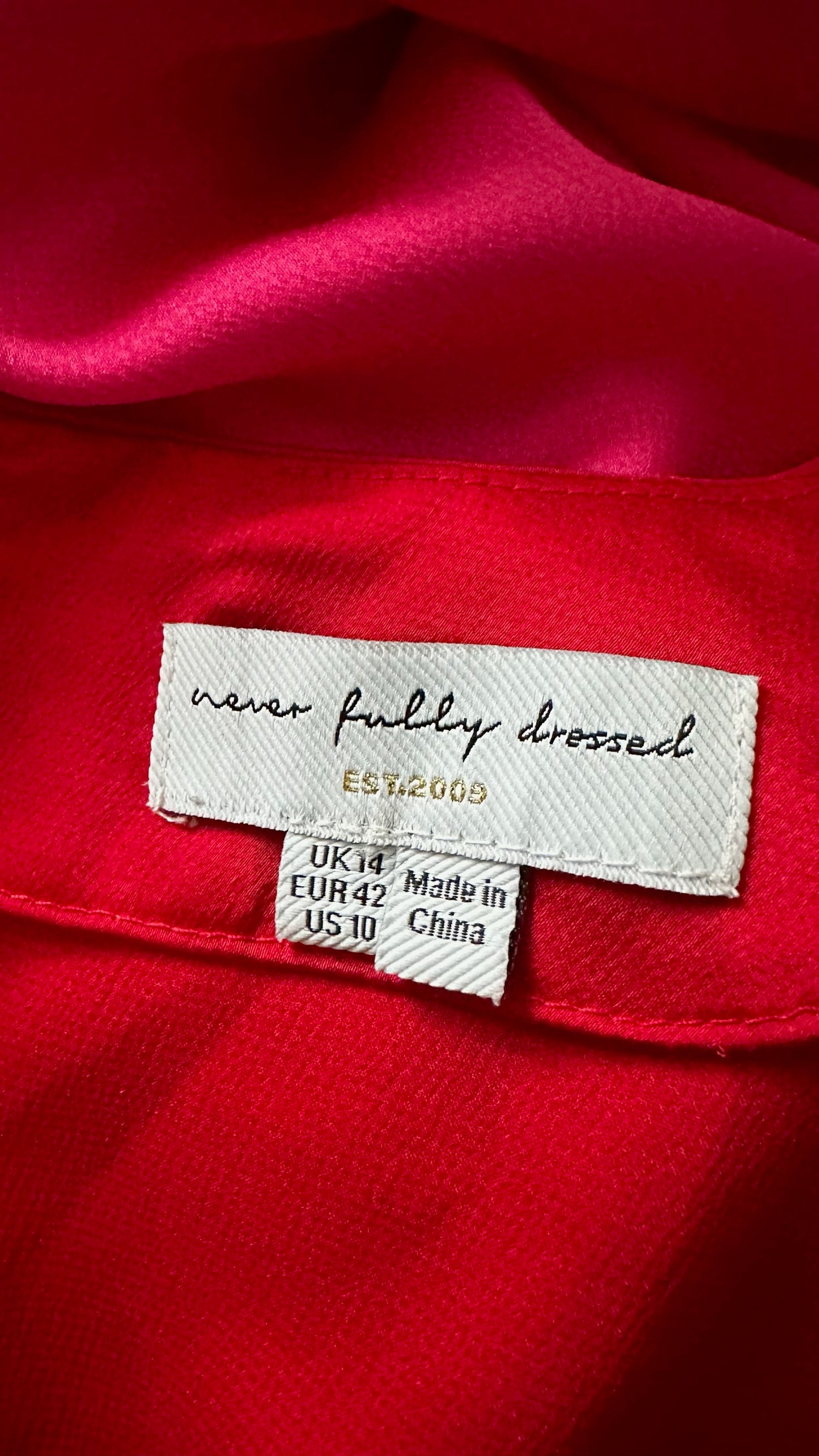 Never Fully Dressed red pink mini party christmas dress extra large UK 14 vgc