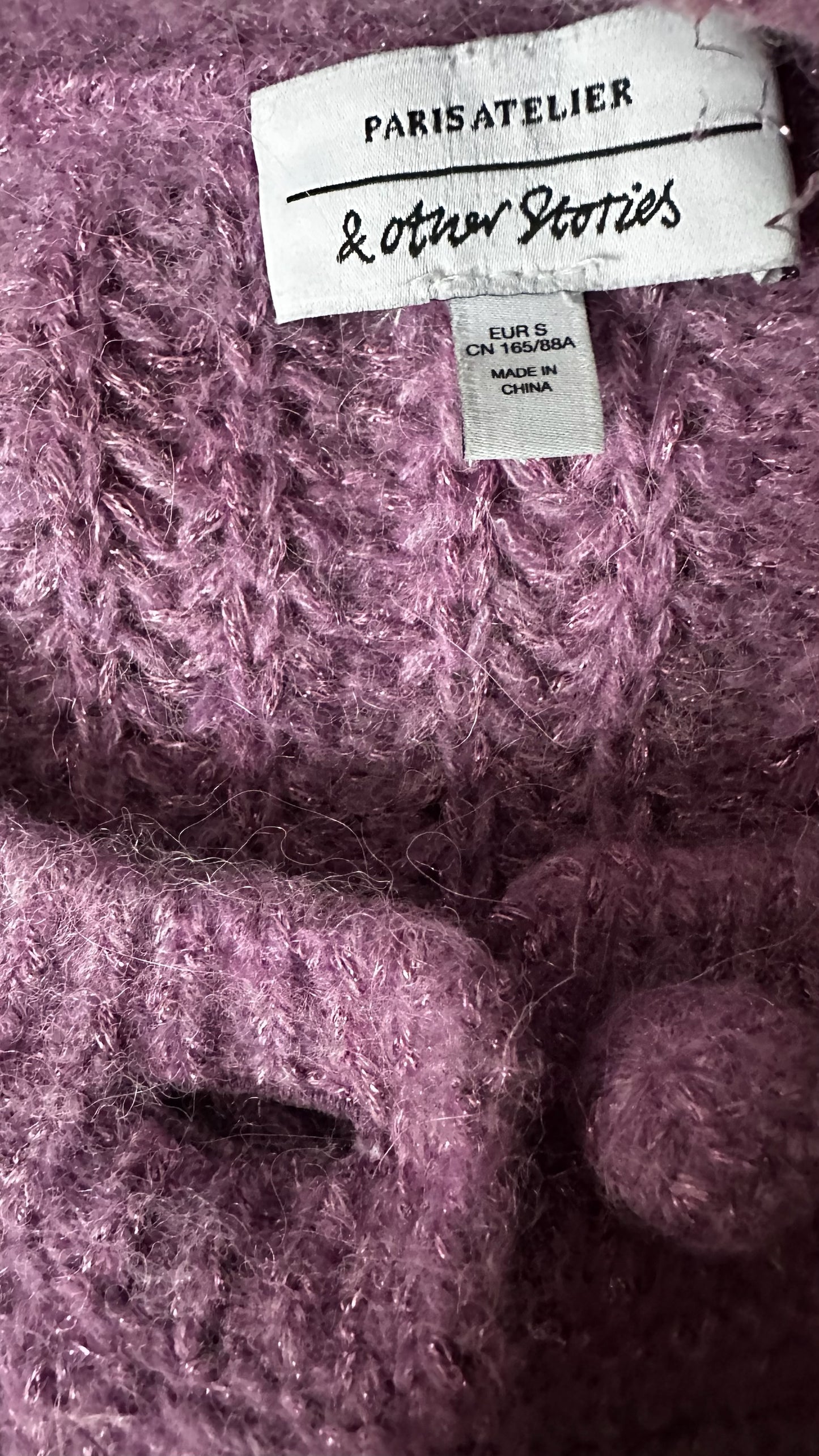 & other stories lilac shimmer alpaca blend knitted cardigan small UK 8-10 vgc