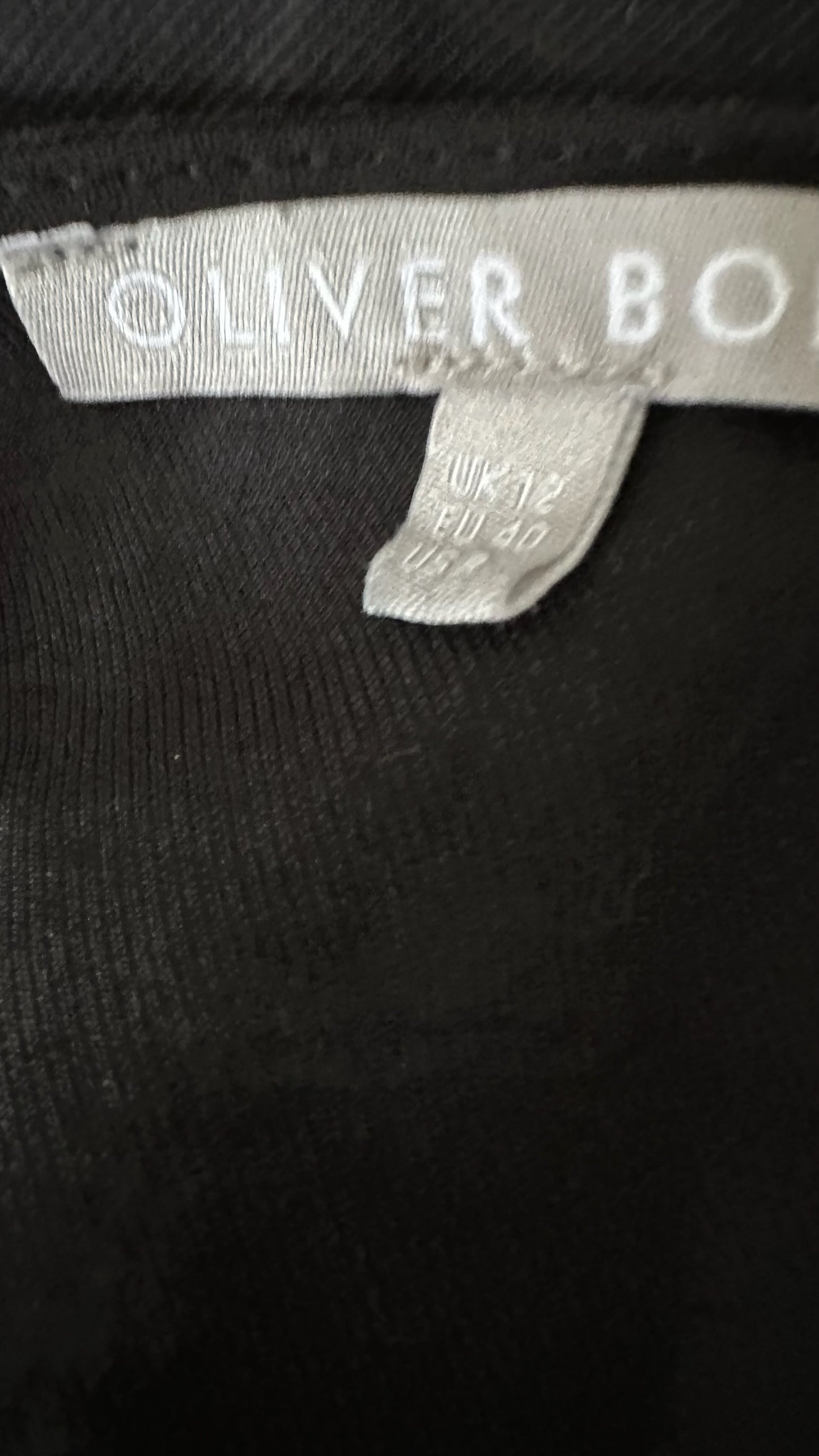 Oliver bonas black charcoal casual day dress large UK 12 vgc w25