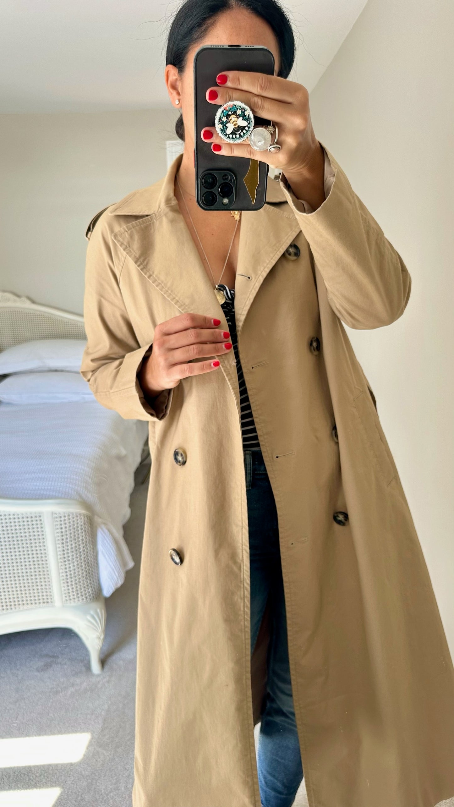 & other stories beige trench coat mac long line medium UK 10-12 vgc w25
