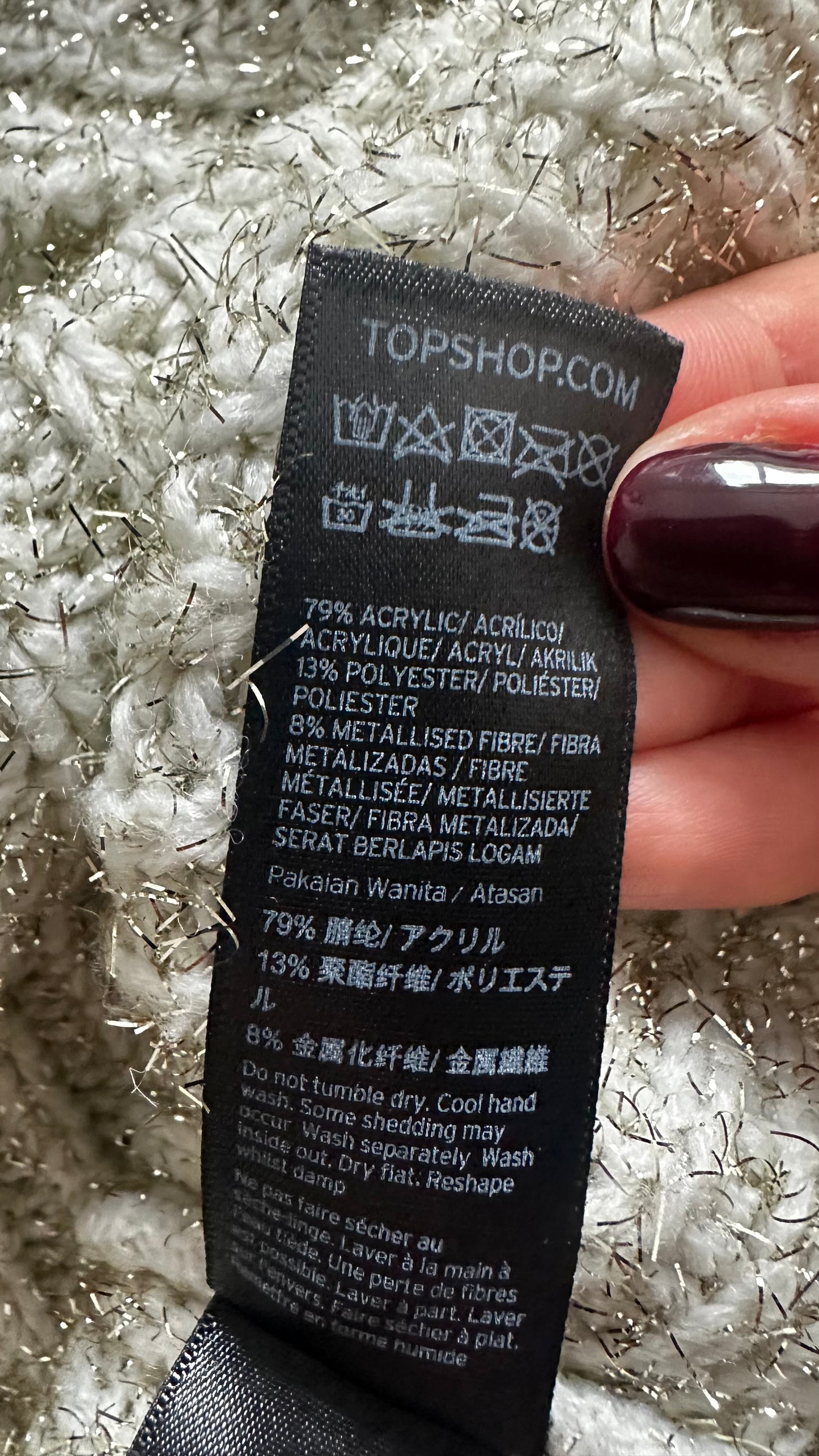 Topshop gold cream tinsel knitted Christmas jumper large UK 12 vgc