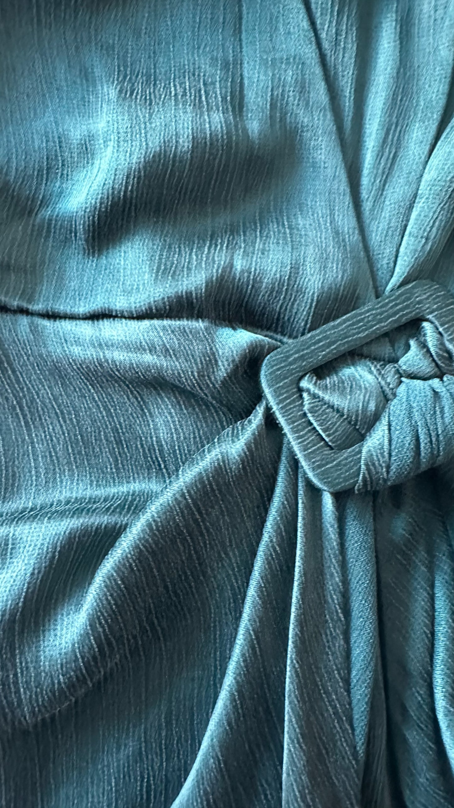 & other stories teal satin wrap mini event dress large UK 12 vgc