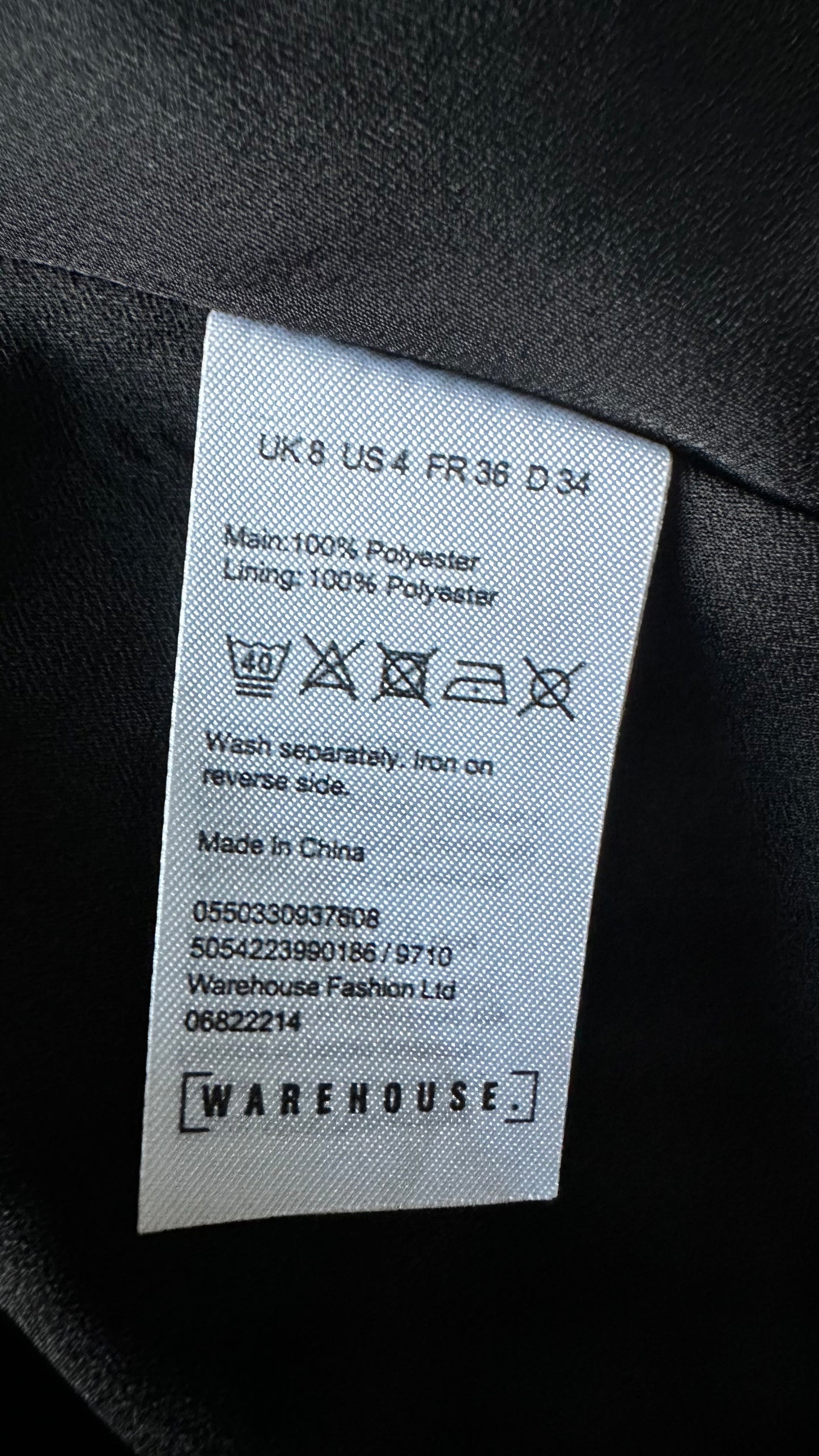 Warehouse black polka dot midi event party dress small UK 8 vgc