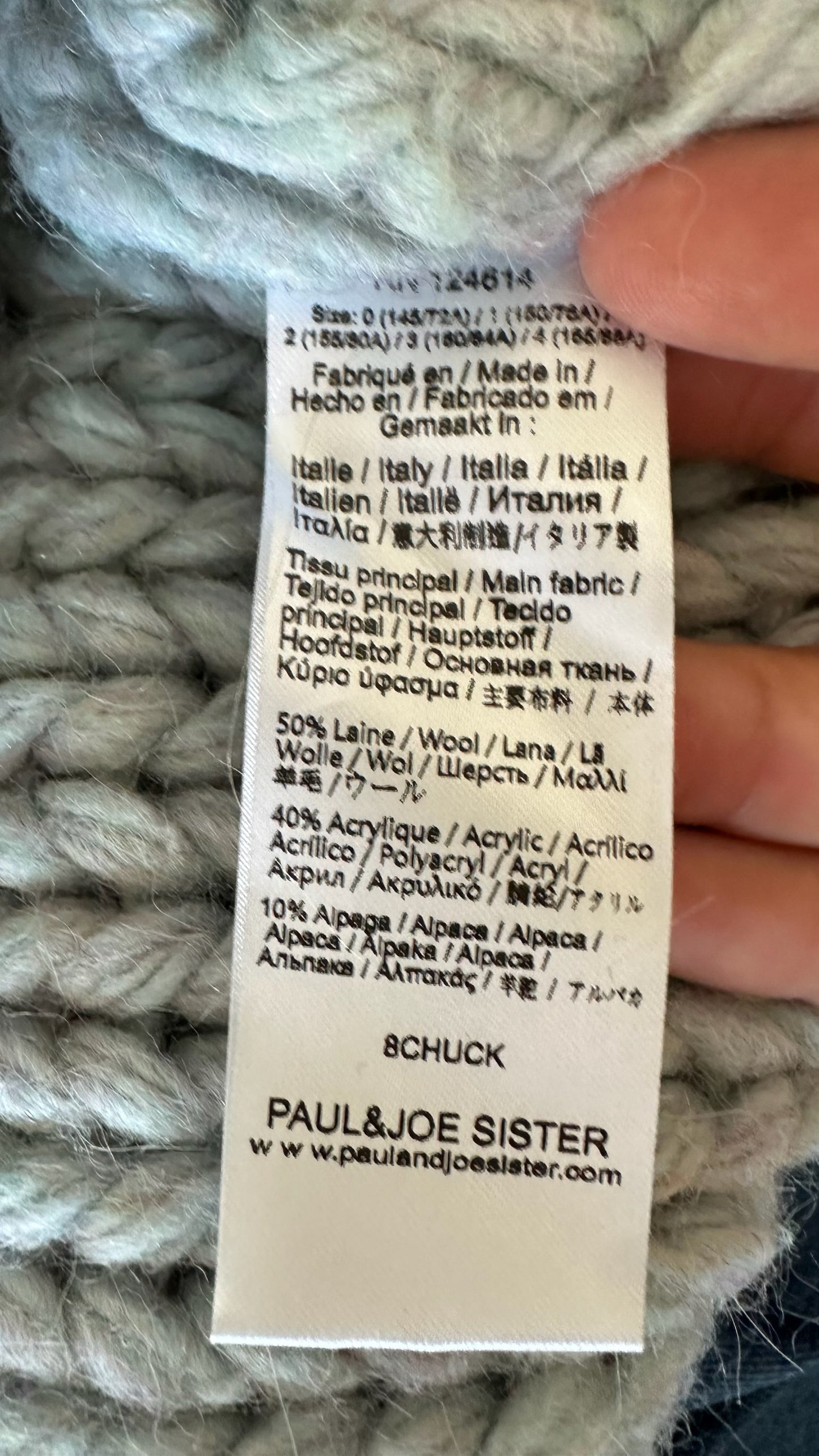 Paul & joe sister light blue chunky knit alpaca wool blend jumper small UK 8 vgc w25