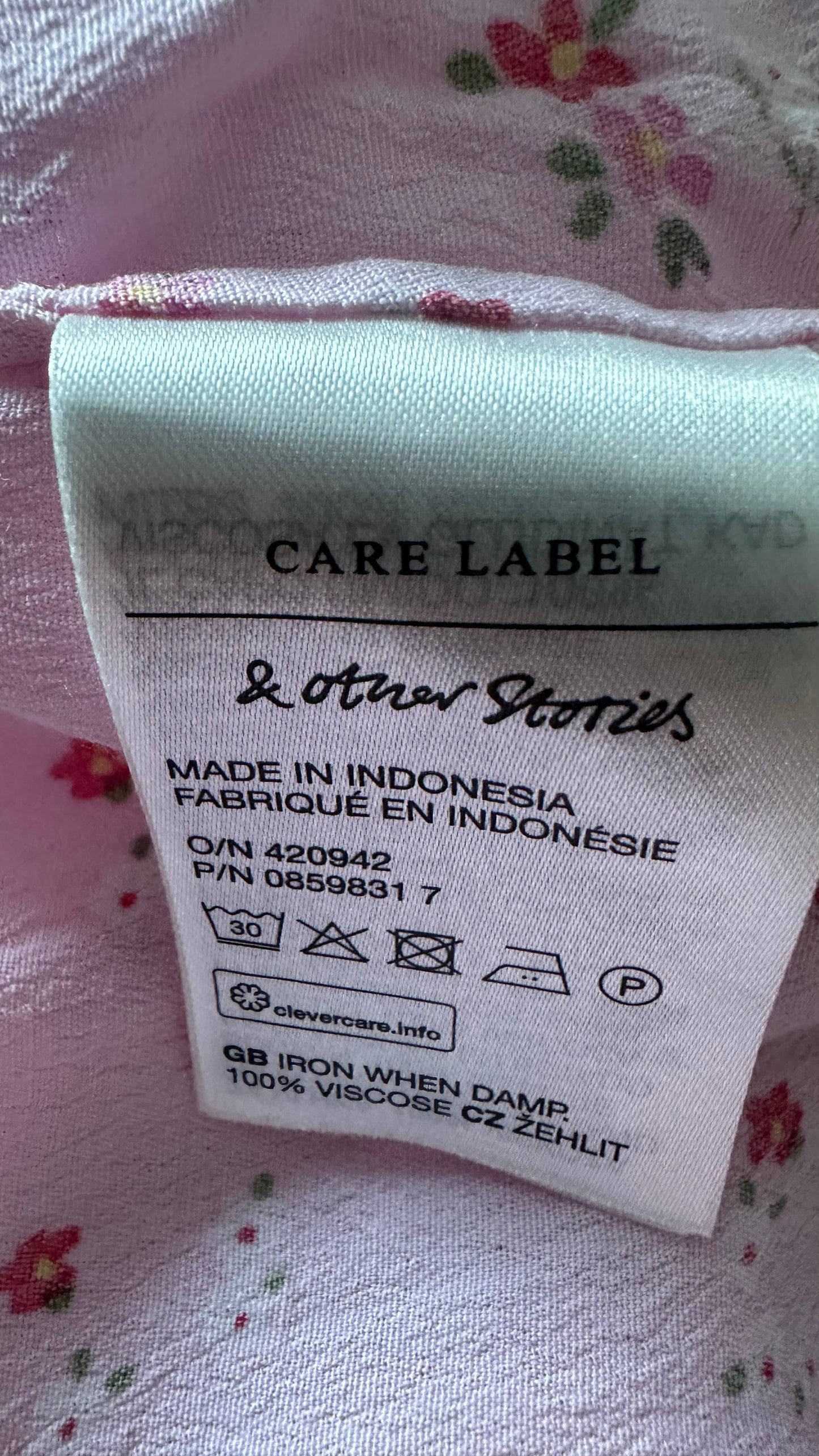 & other stories light pink red floral side split midi wedding guest dress new UK 6 12-14