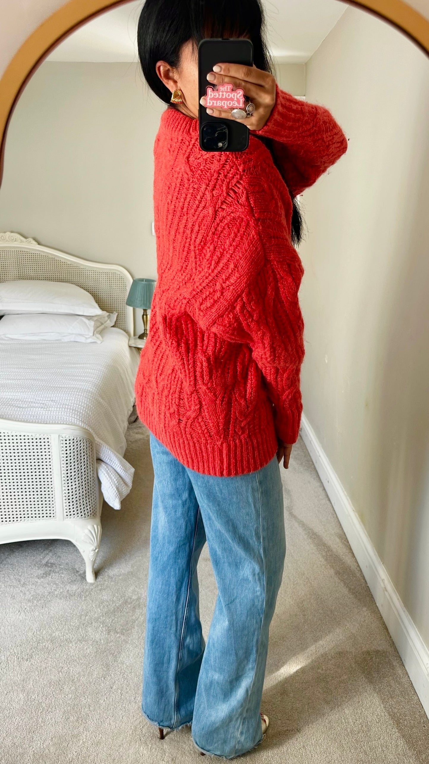 & Other stories coral pink knitted mohair blend jumper large L UK 12 excellent used condition