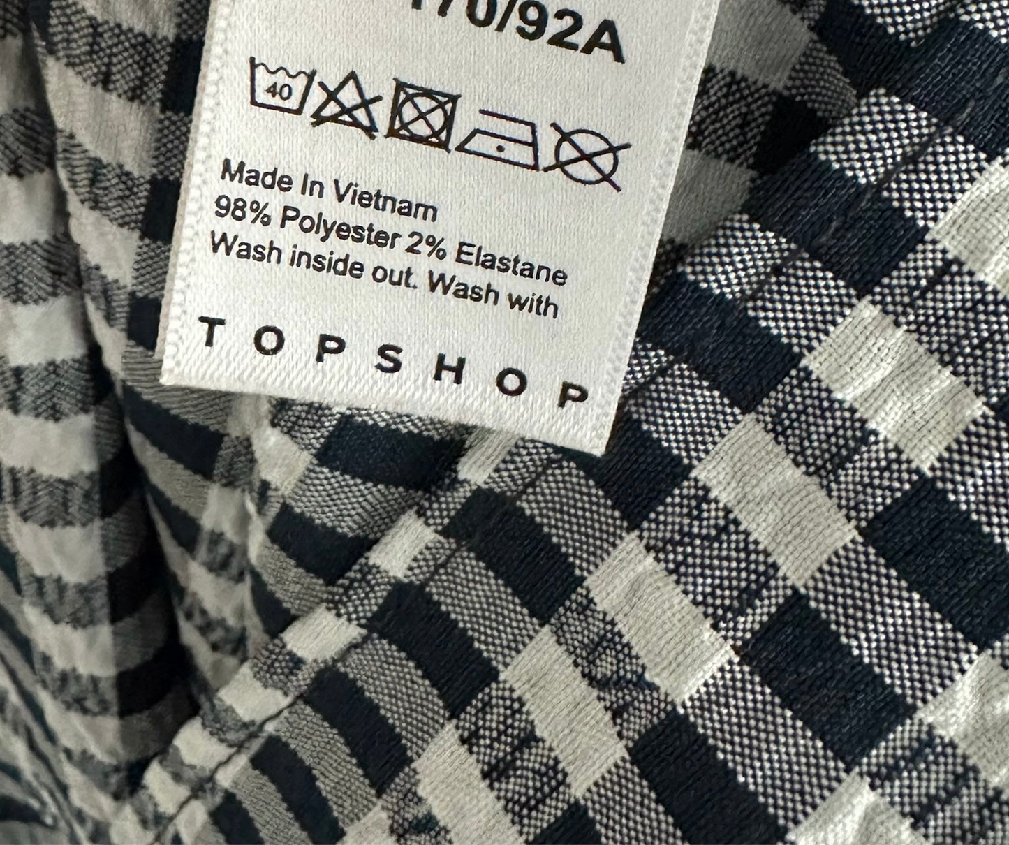 Topshop navy blue white gingham check backless midaxi large L UK 12