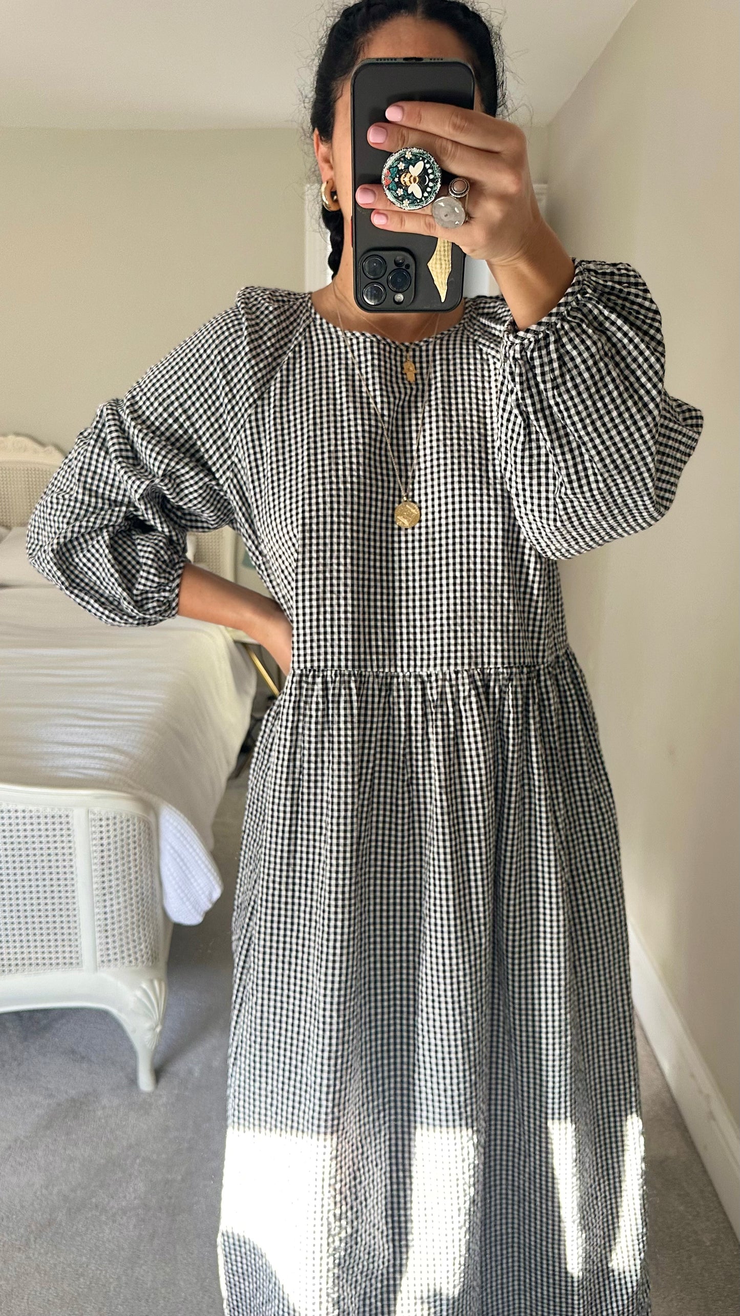 Nobody’s Child black white gingham check dress extra large UK 14 vgc