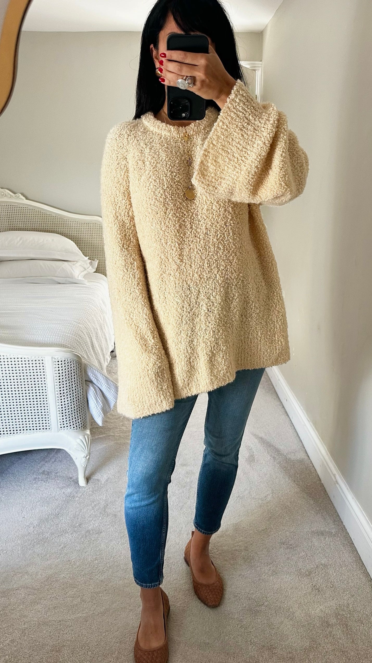 Arket butter yellow cream knitted wool blend oversized jumper extra large UK 14 vgc