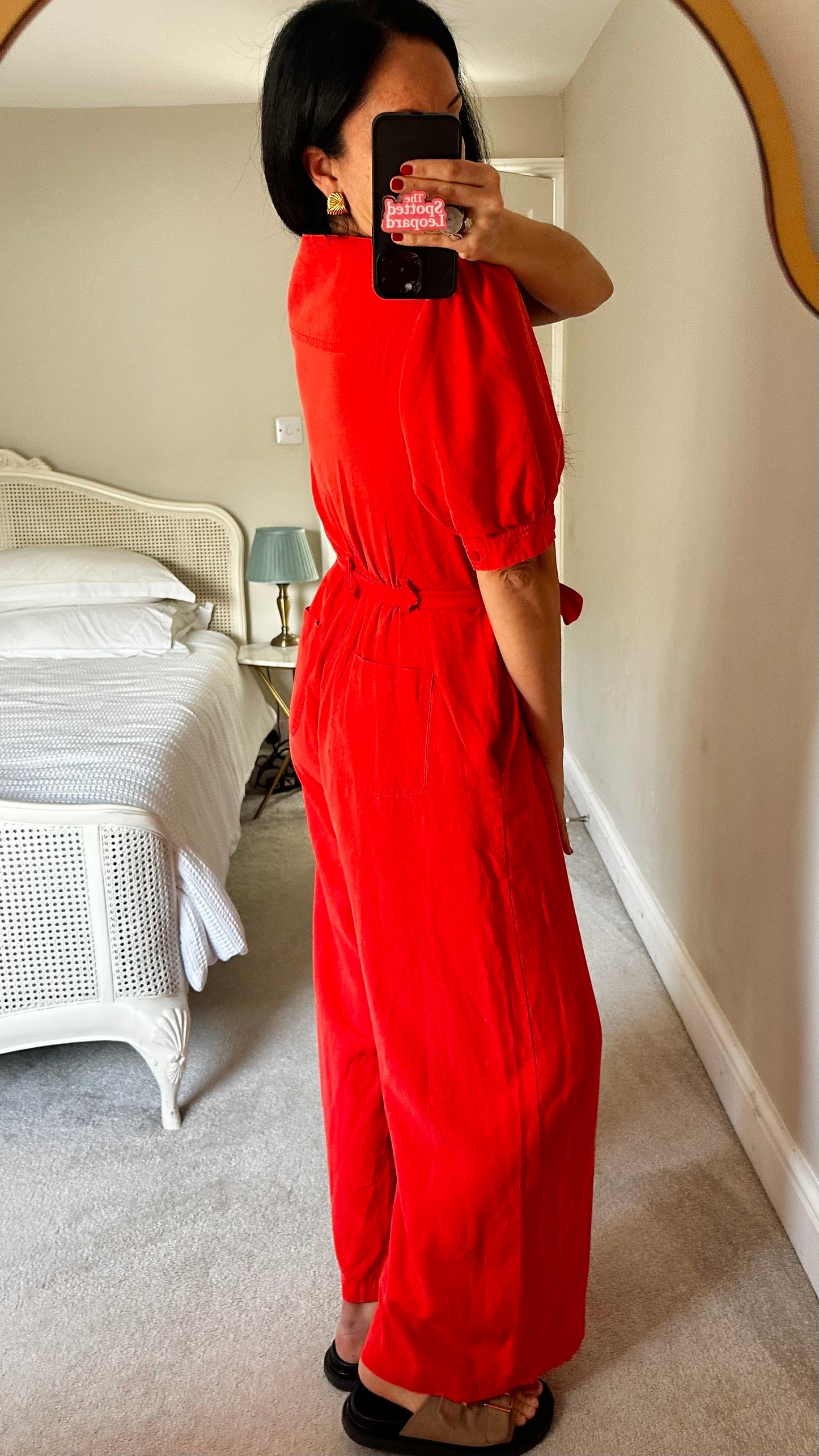 Oliver Bonas coral orange jumpsuit playsuit medium linen blend UK 12 vgc