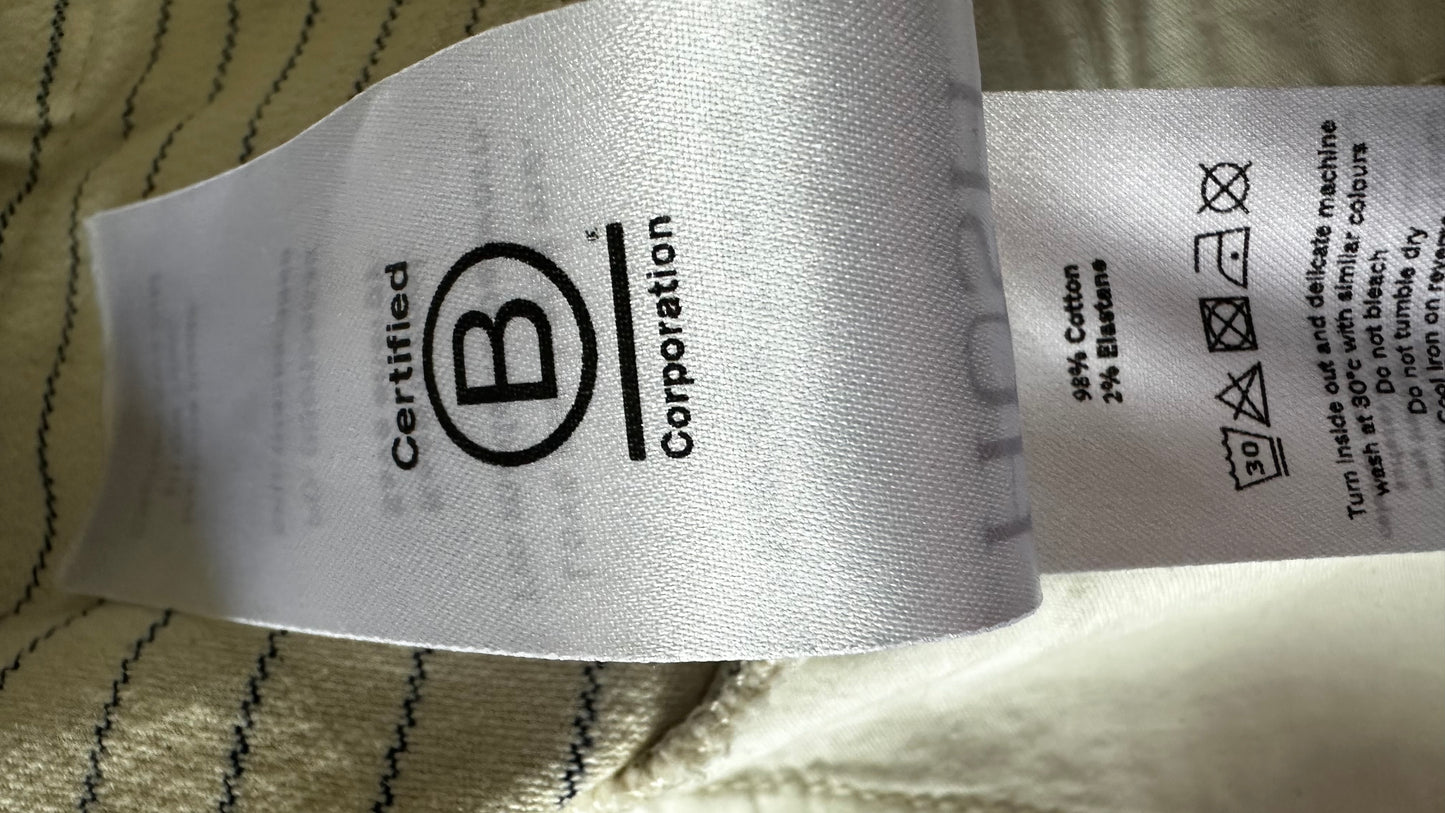 HUSH cream stripe shorts cotton holiday small UK 10-12 vgc