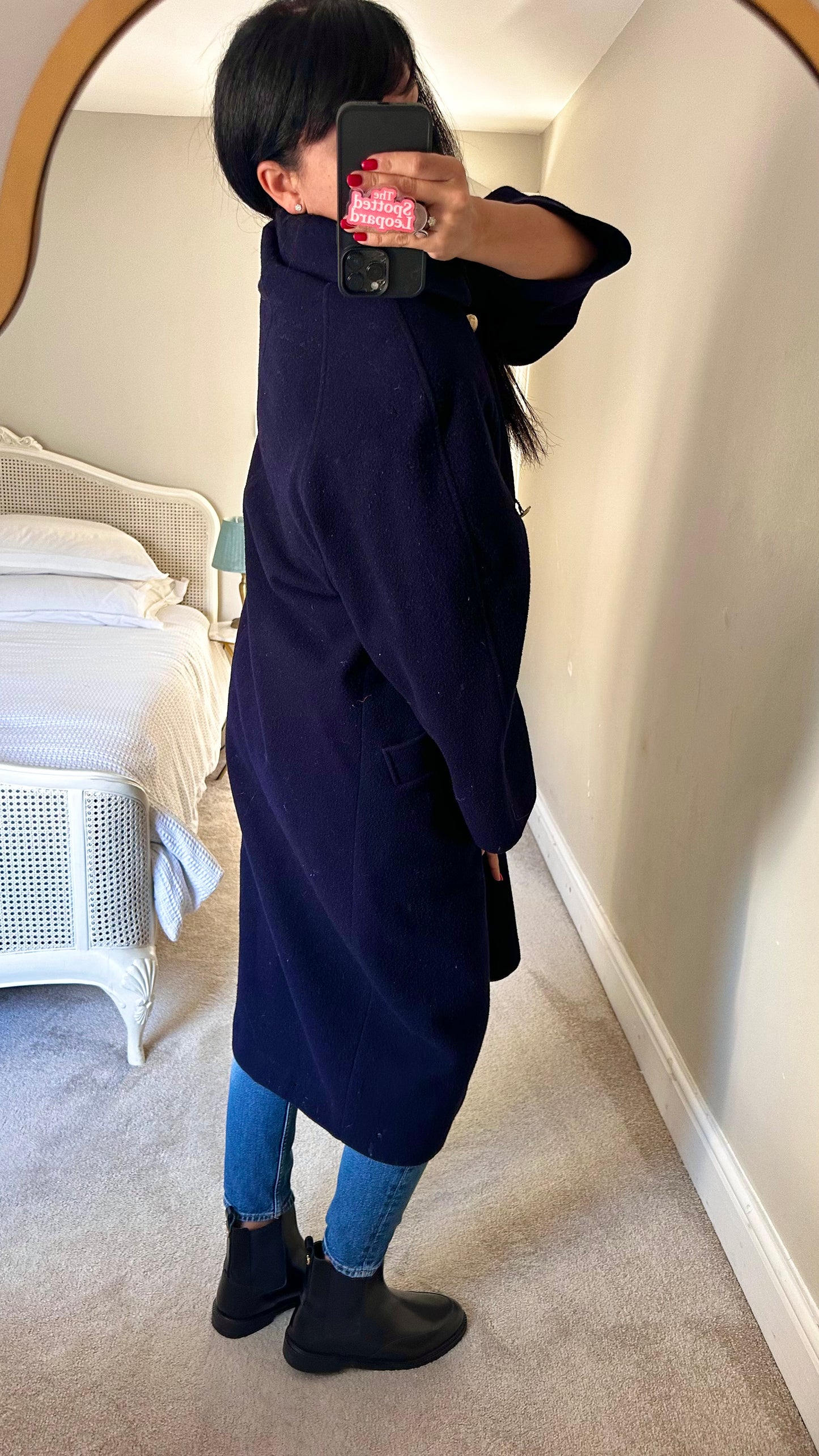 Planet vintage navy blue pure wool coat jacket extra large UK 14 vgc long