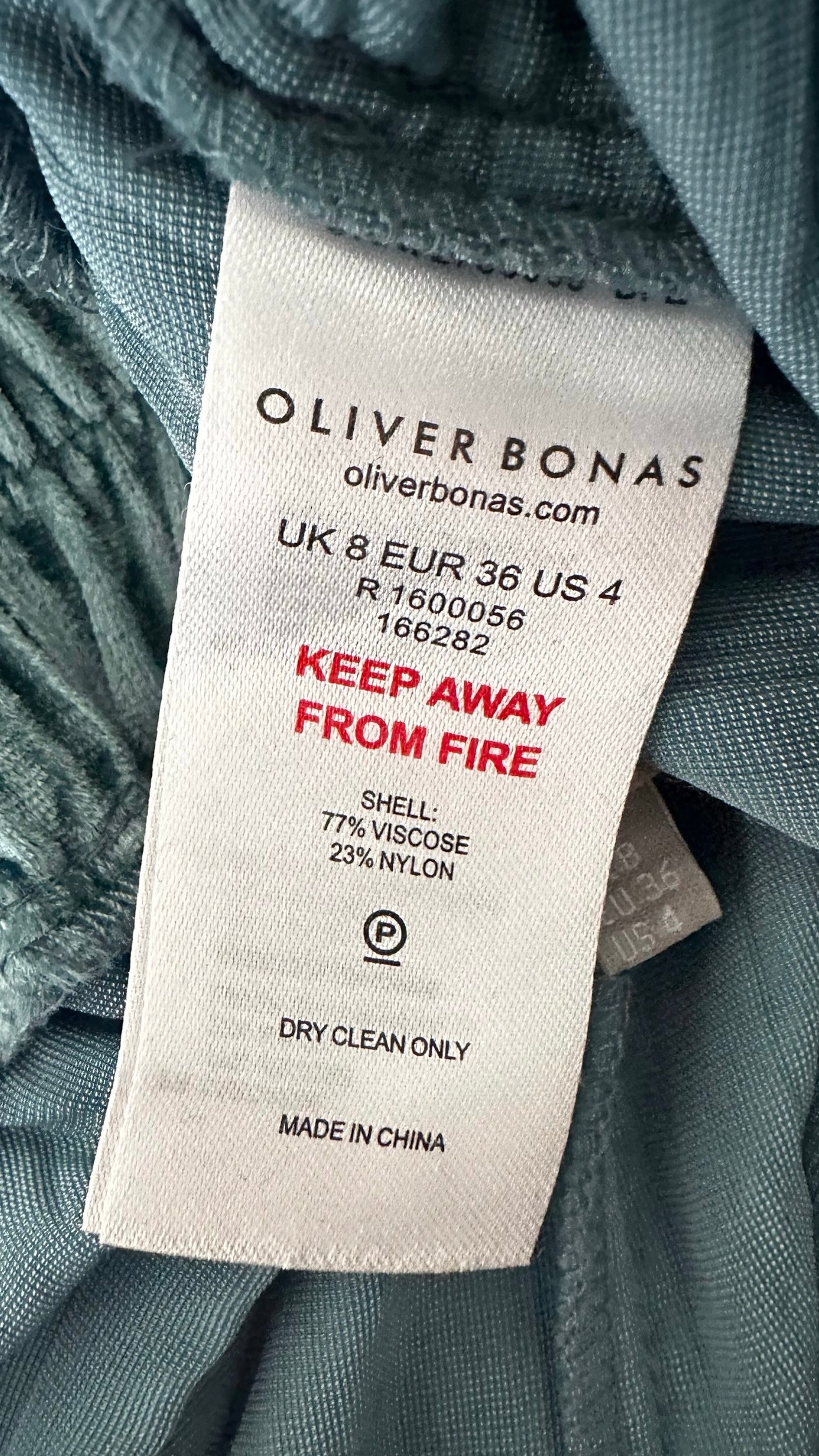 Oliver bonas teal turquoise velvet long line trousers Small S UK 8 excellent used condition