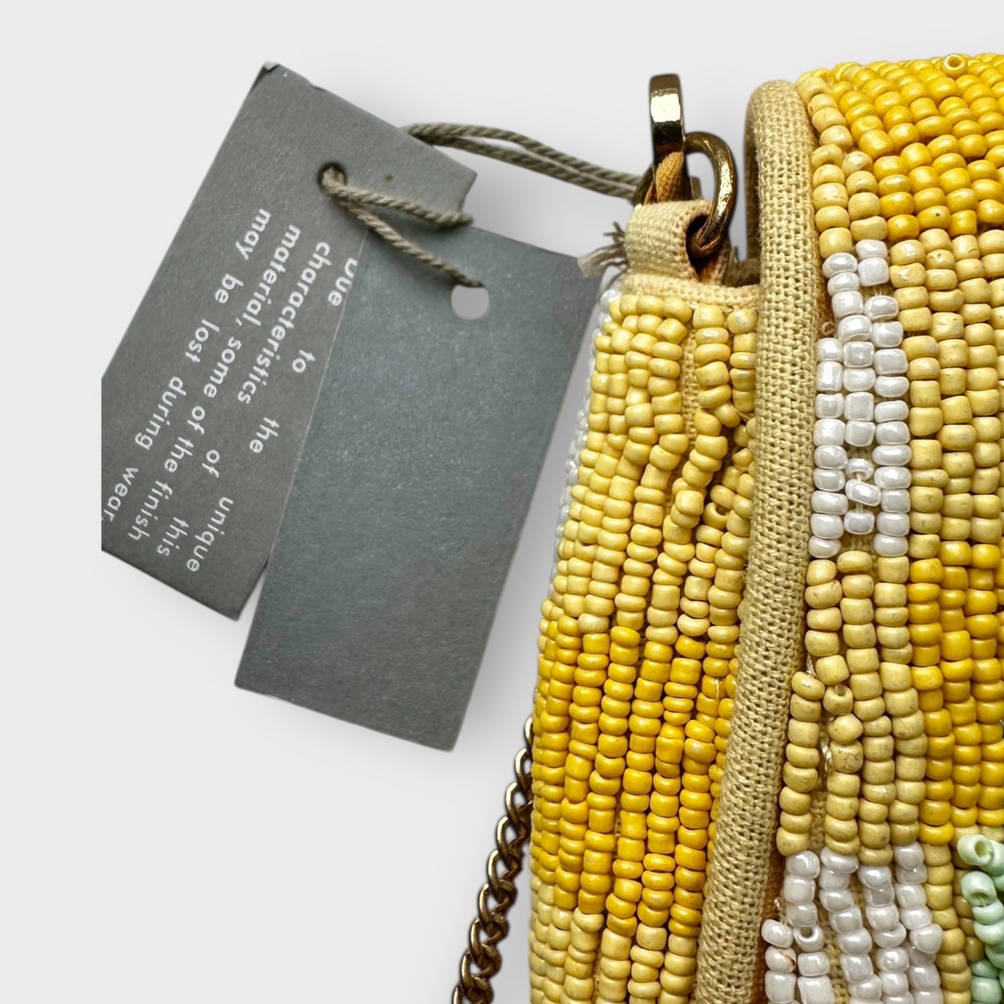 Oliver Bonas yellow white gingham check sequin pinapple π bag small new bnwot
