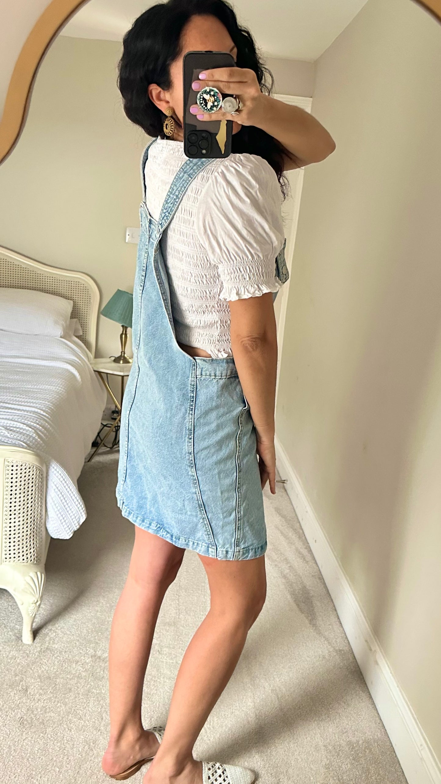 Mango light blue denim jean dress mini casual medium UK 10 12 vgc