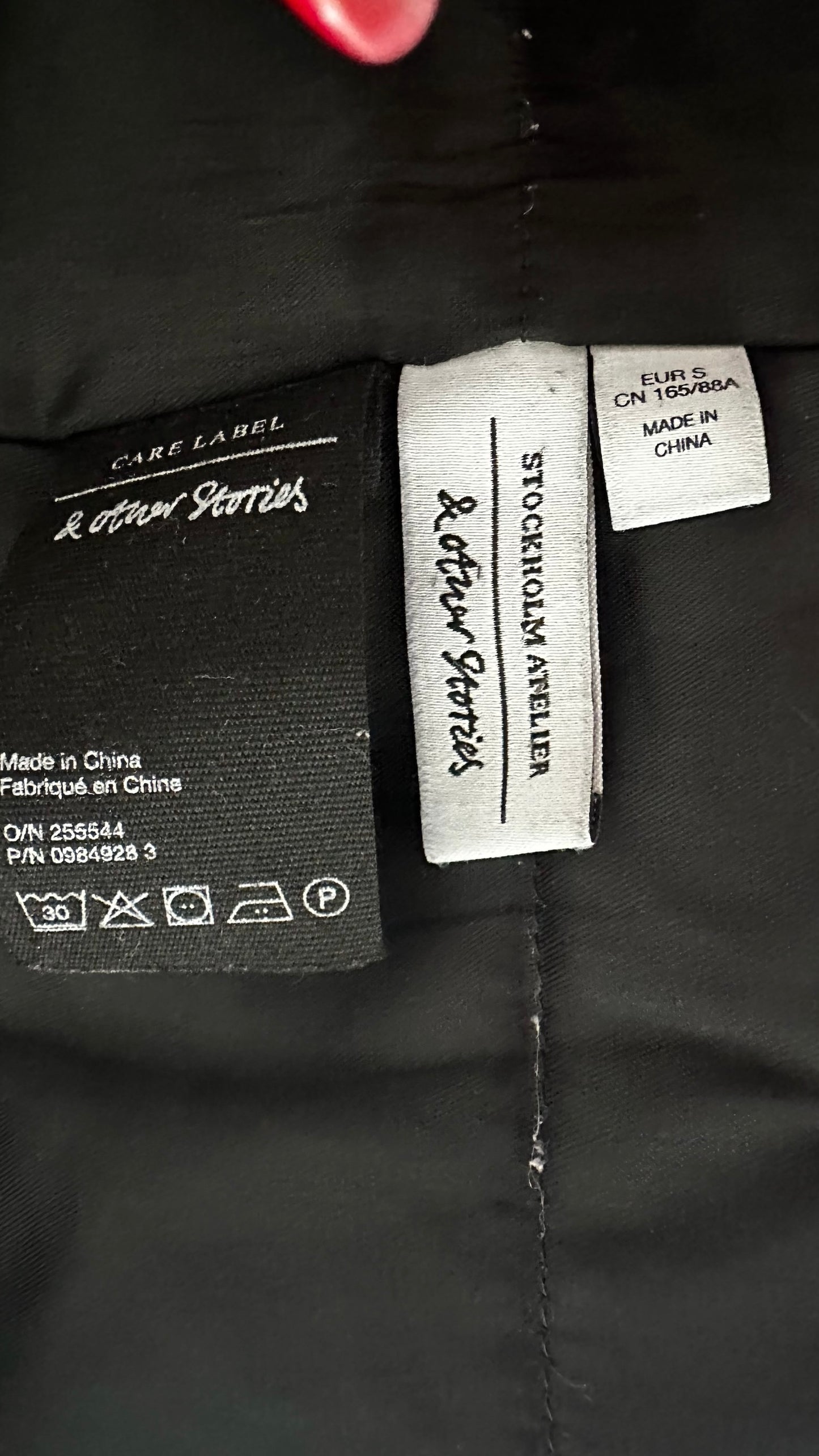 & other stories black raincoat trench style jacket small UK 8 vgc