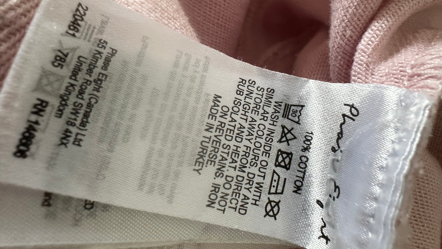 Phase Eight pink denim casual dress button up medium UK 14 vgc