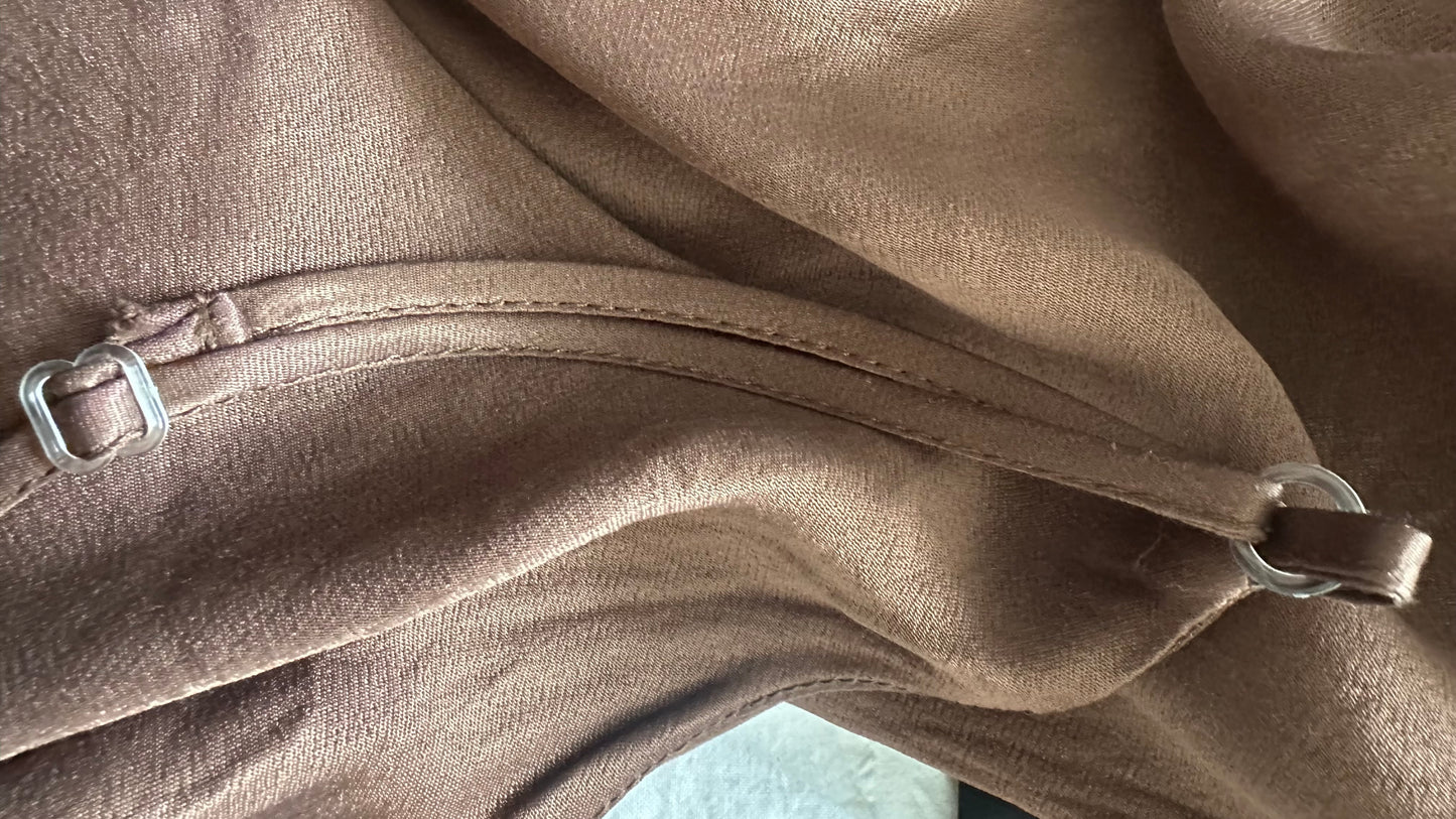 Nobody’s Child chocolate brown cowl neck midi long dress large UK 10 new event