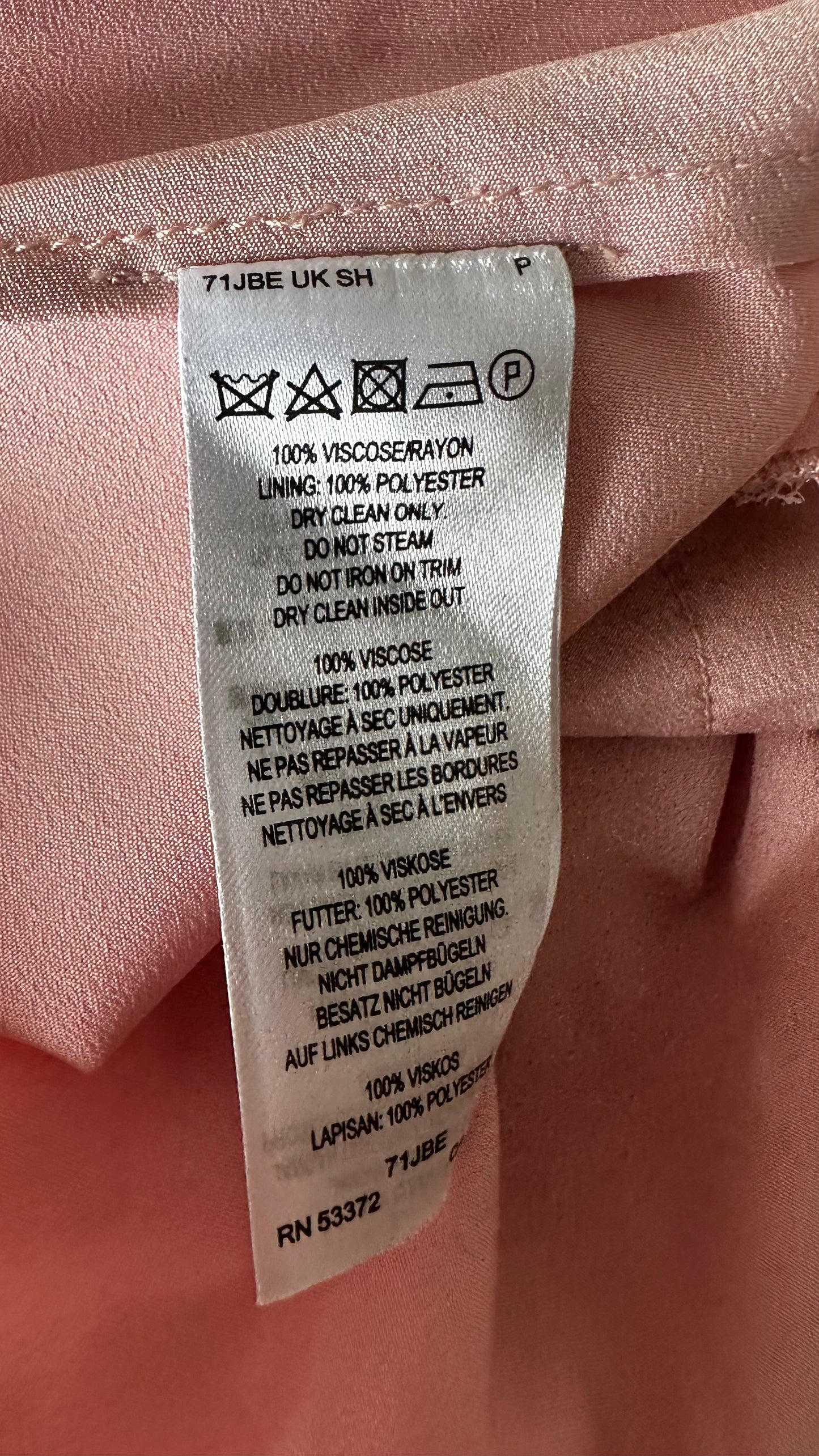 French Connection rose pink stripe embroidered event midi long dress medium UK 14 vgc