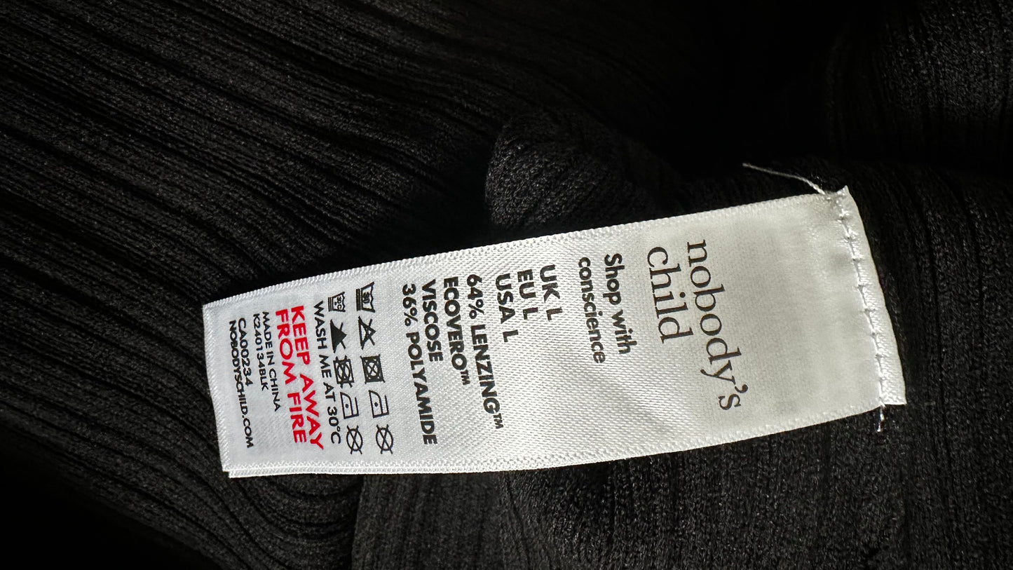 Nobody’s Child black ribbed knitted maxi long dress large UK 12 new bnwt w25