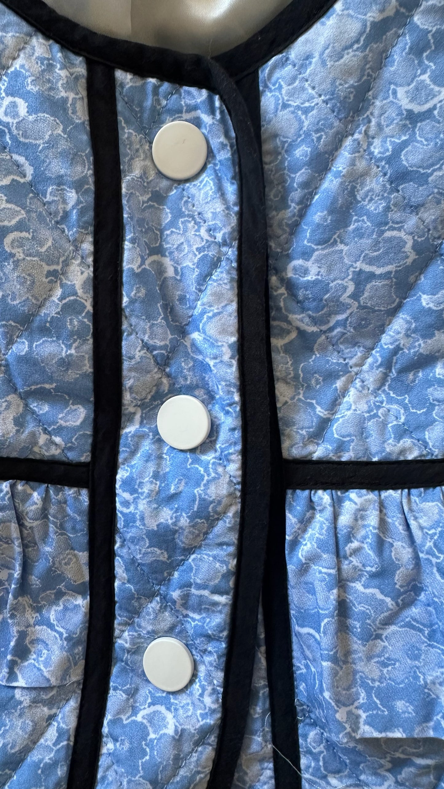Ganni @ Net a Porter light blue floral patchwork quilted jacket coat large UK 12 vgc w25