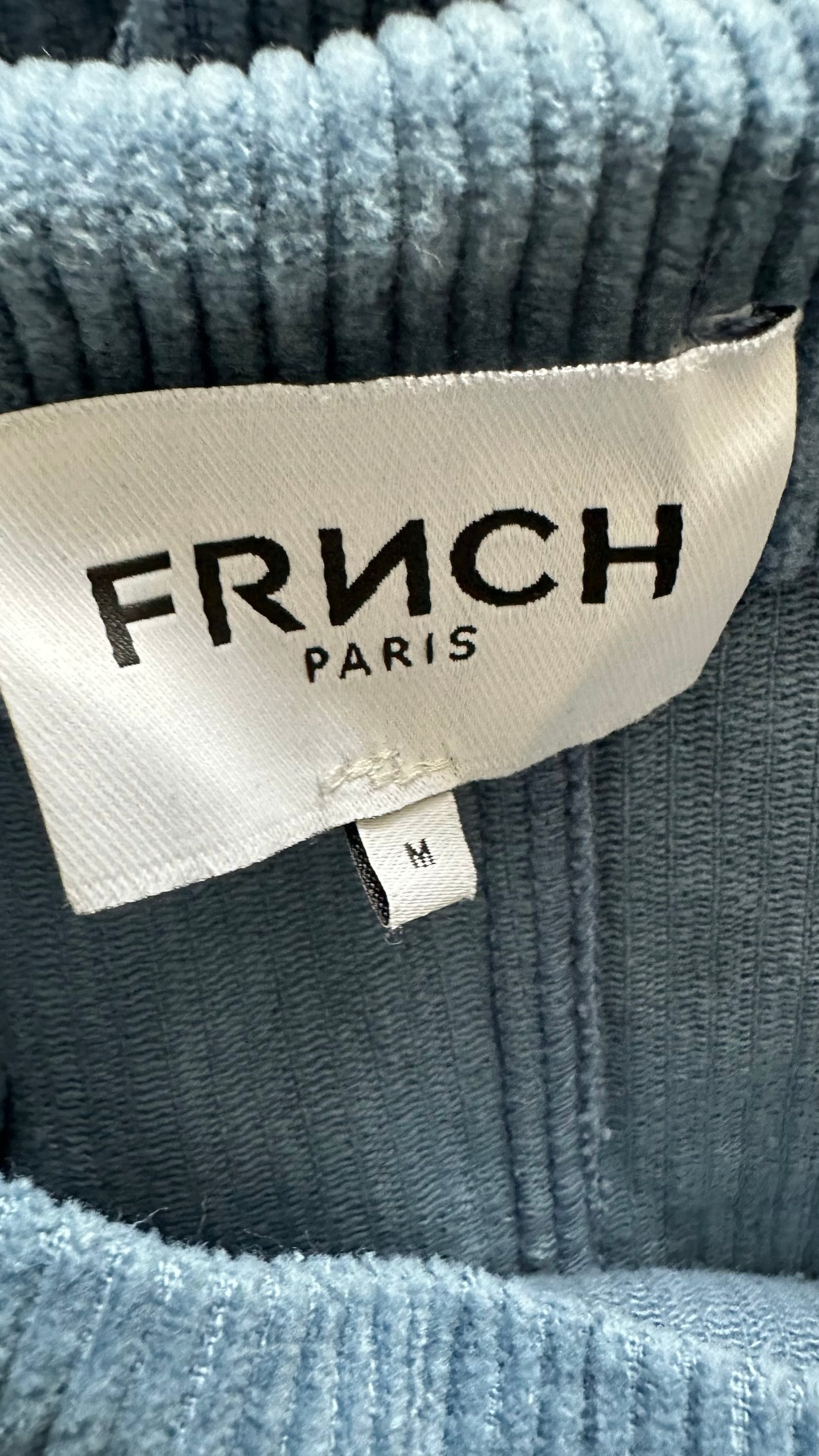FRNCH soft light blue corduroy jumpsuit dungarees M medium UK 10-12 petite vgc W25