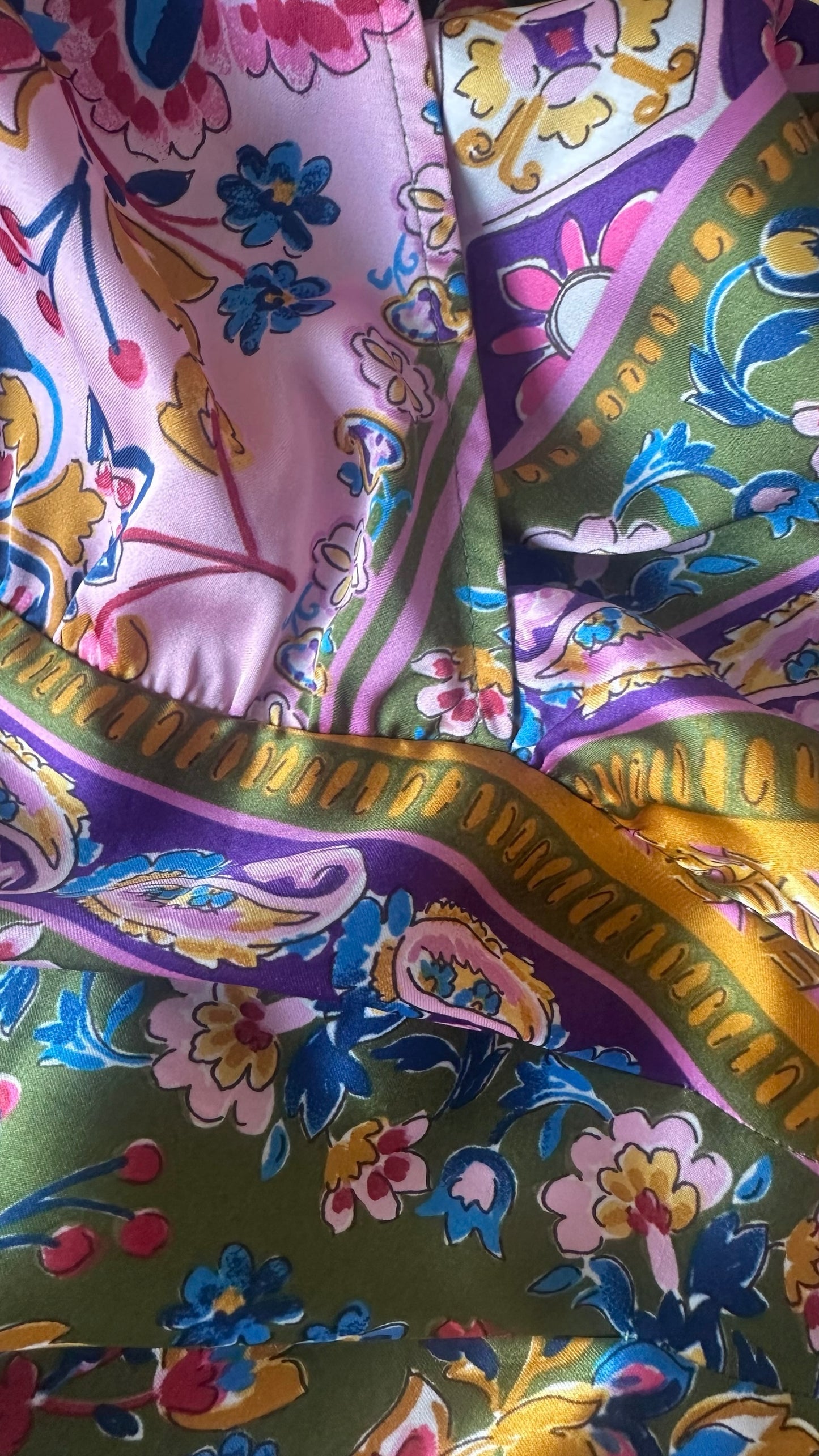 Zara pink green Italian print faux wrap mini small dress medium M UK 8 10 excellent used condition